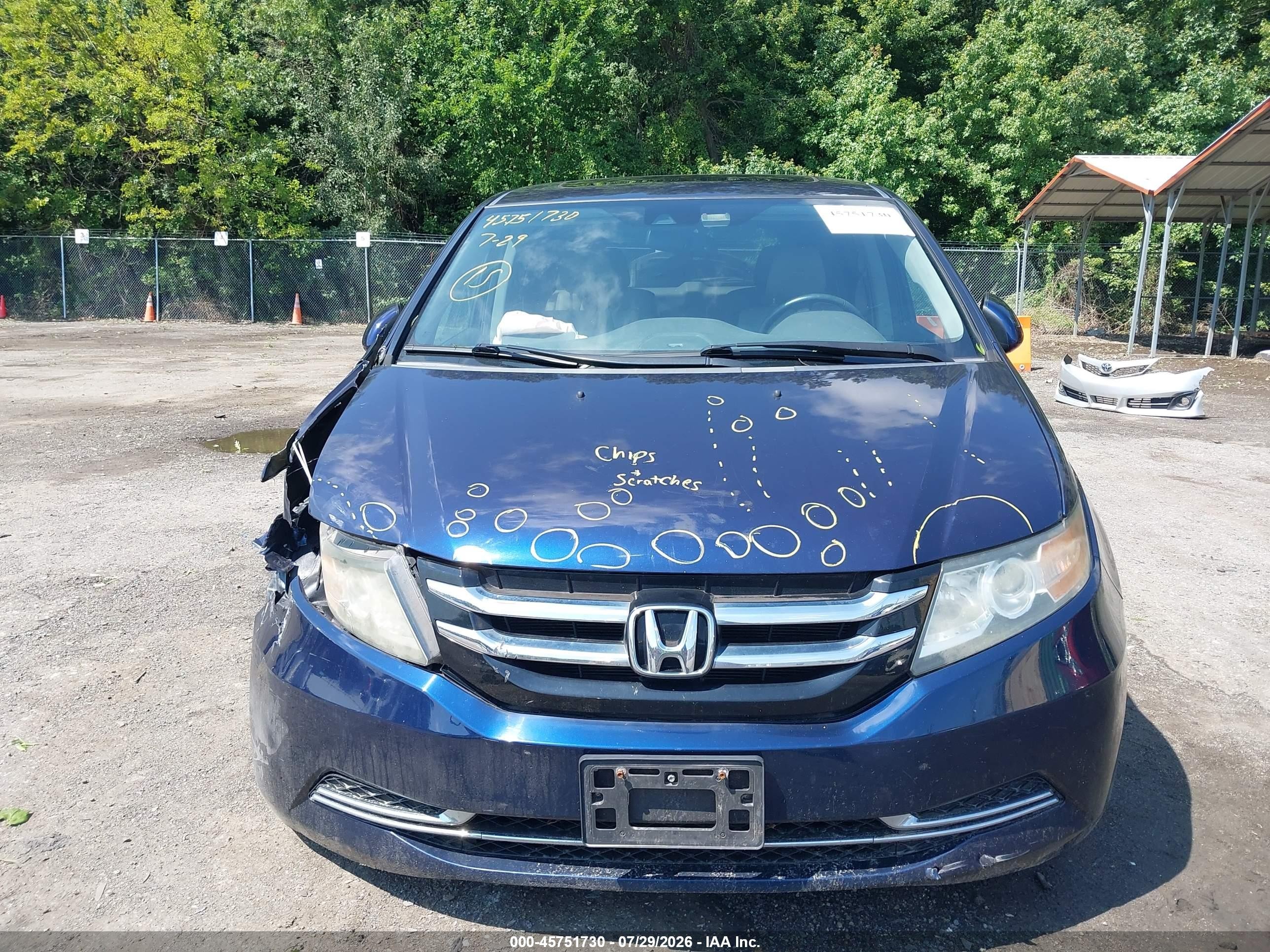2015 Honda Odyssey Ex-l Blue vin: 5FNRL5H60FB122761