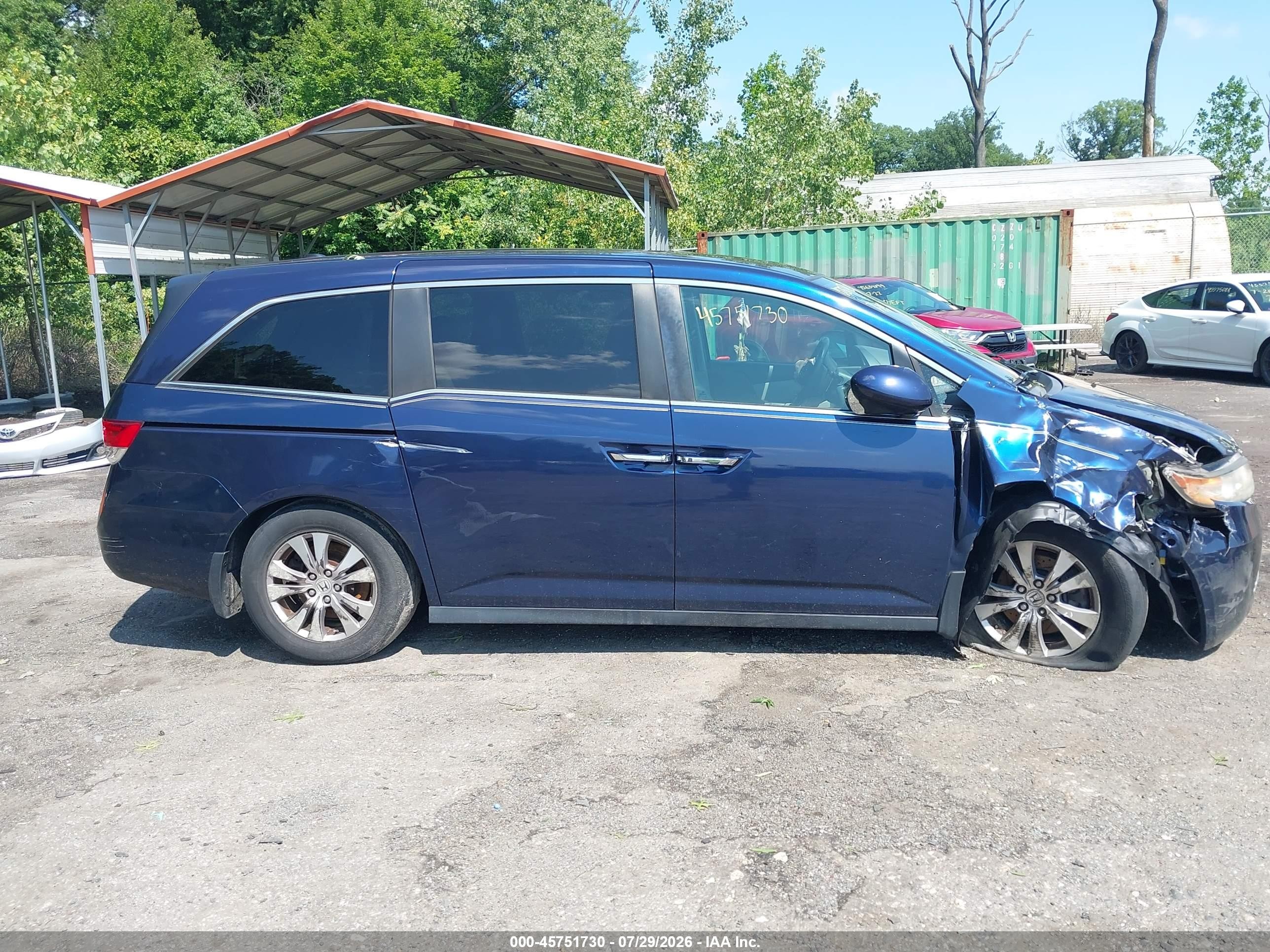2015 Honda Odyssey Ex-l Blue vin: 5FNRL5H60FB122761