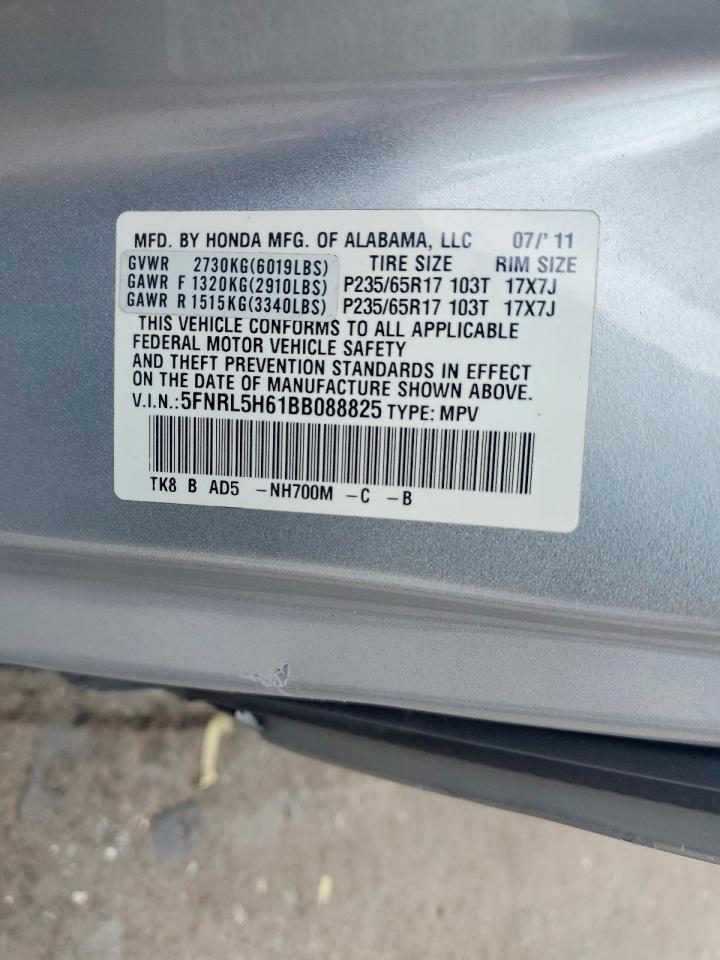 2011 Honda Odyssey Exl Silver vin: 5FNRL5H61BB088825