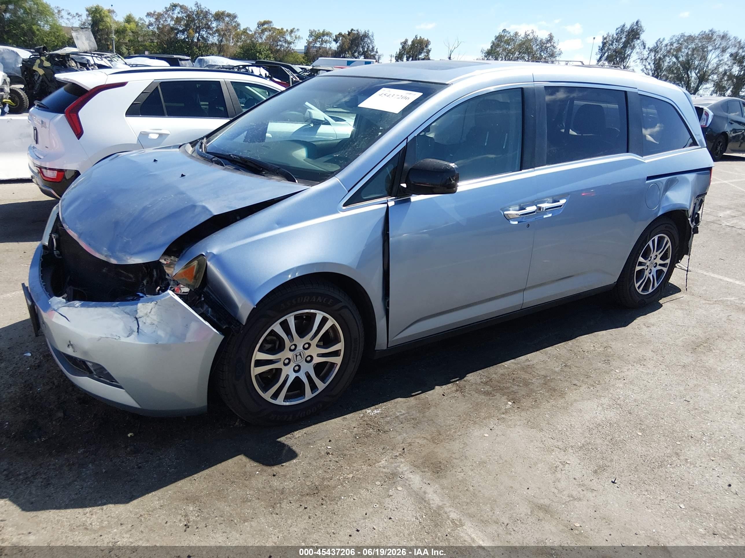 2011 Honda Odyssey Ex-l Blue vin: 5FNRL5H61BB095466