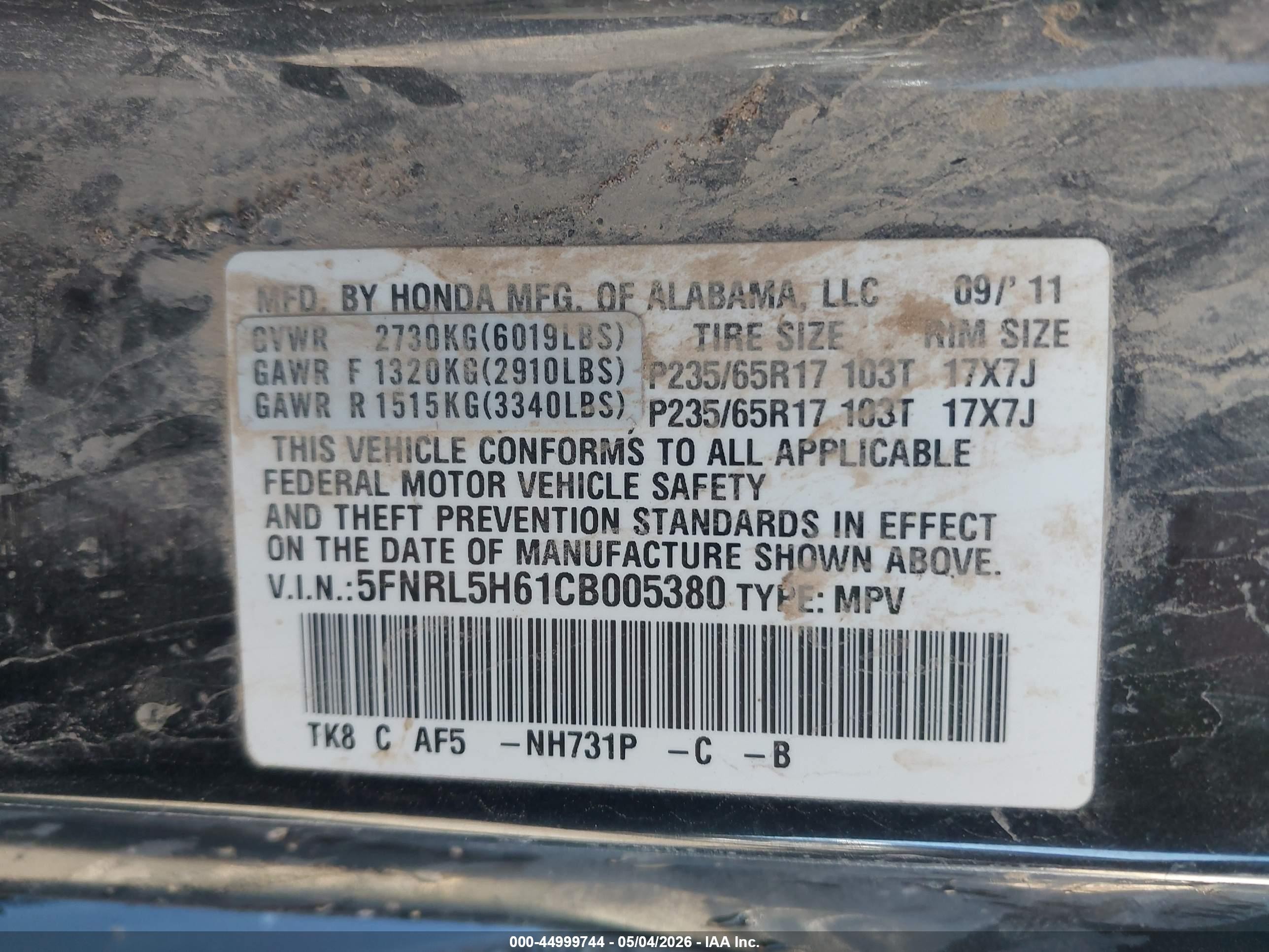 2012 Honda Odyssey Ex-l Black vin: 5FNRL5H61CB005380