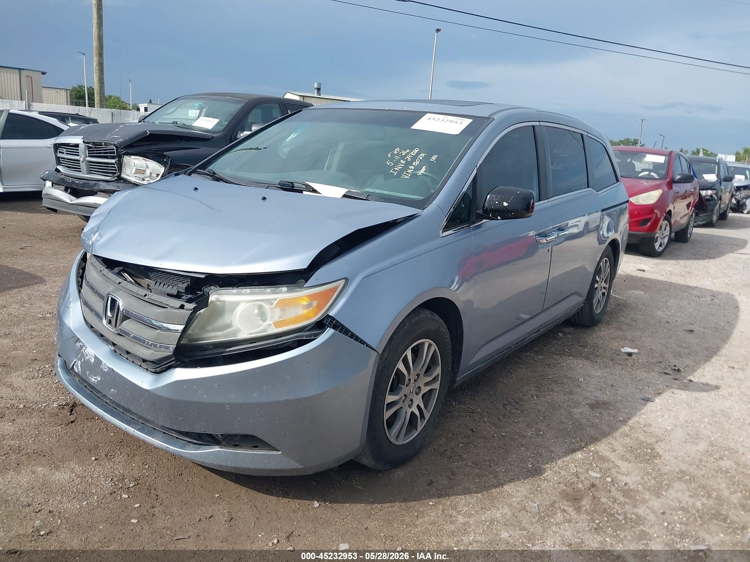 2012 Honda Odyssey Ex-l Light Blue vin: 5FNRL5H61CB060234