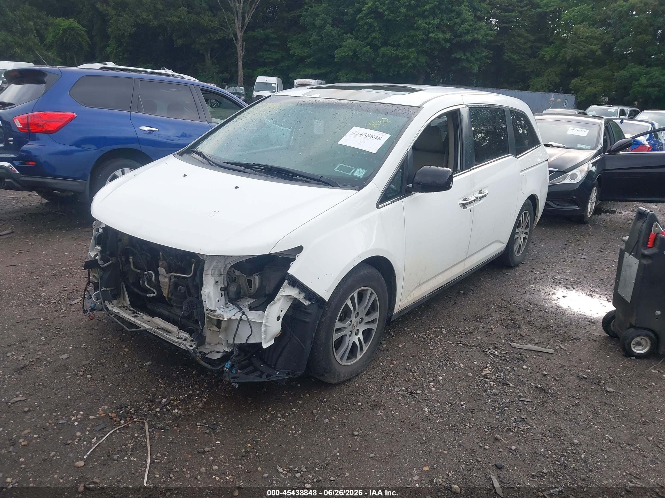 2013 Honda Odyssey Ex-l White vin: 5FNRL5H61DB080520