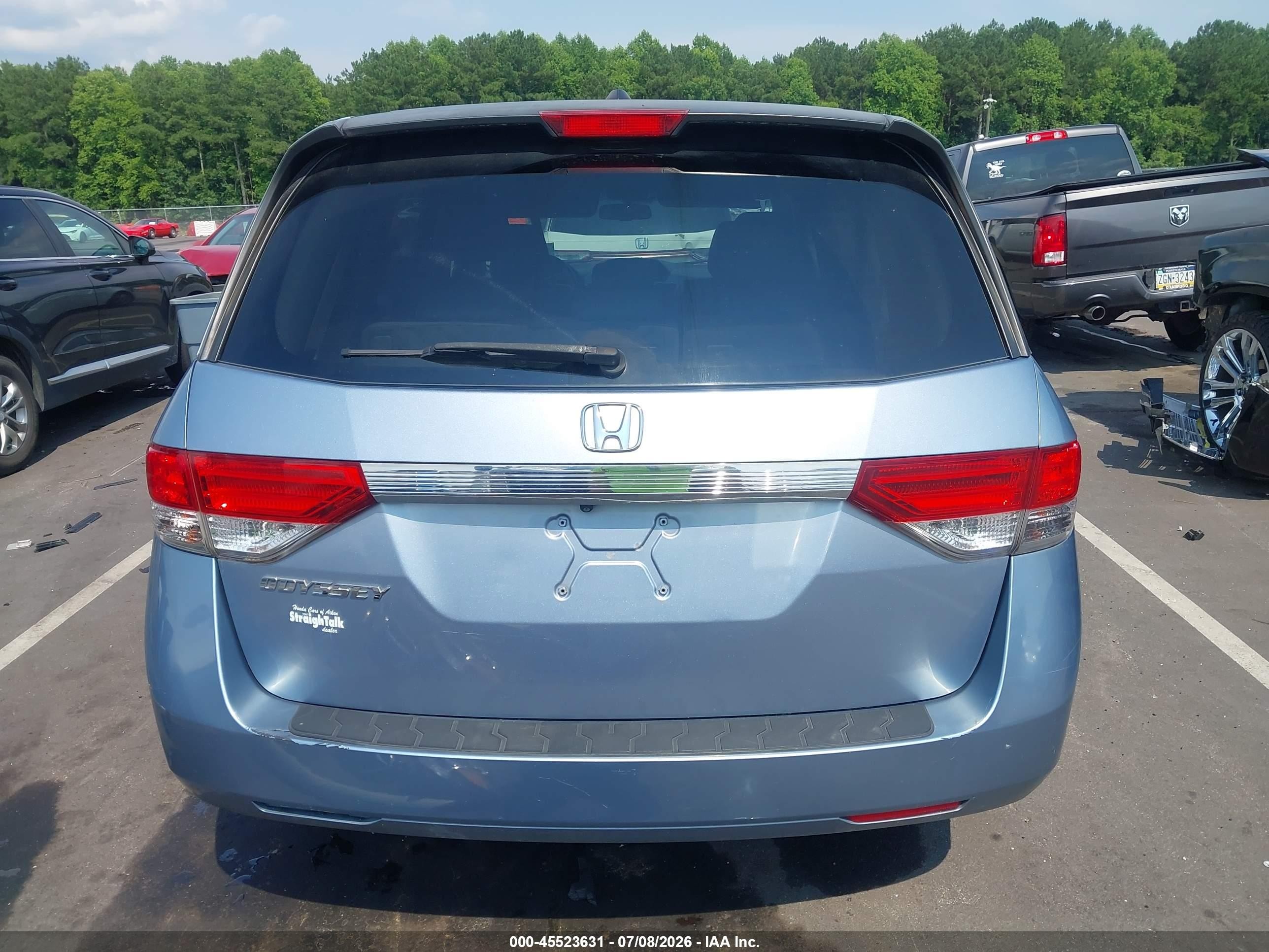 2014 Honda Odyssey Ex-l Blue vin: 5FNRL5H61EB036020