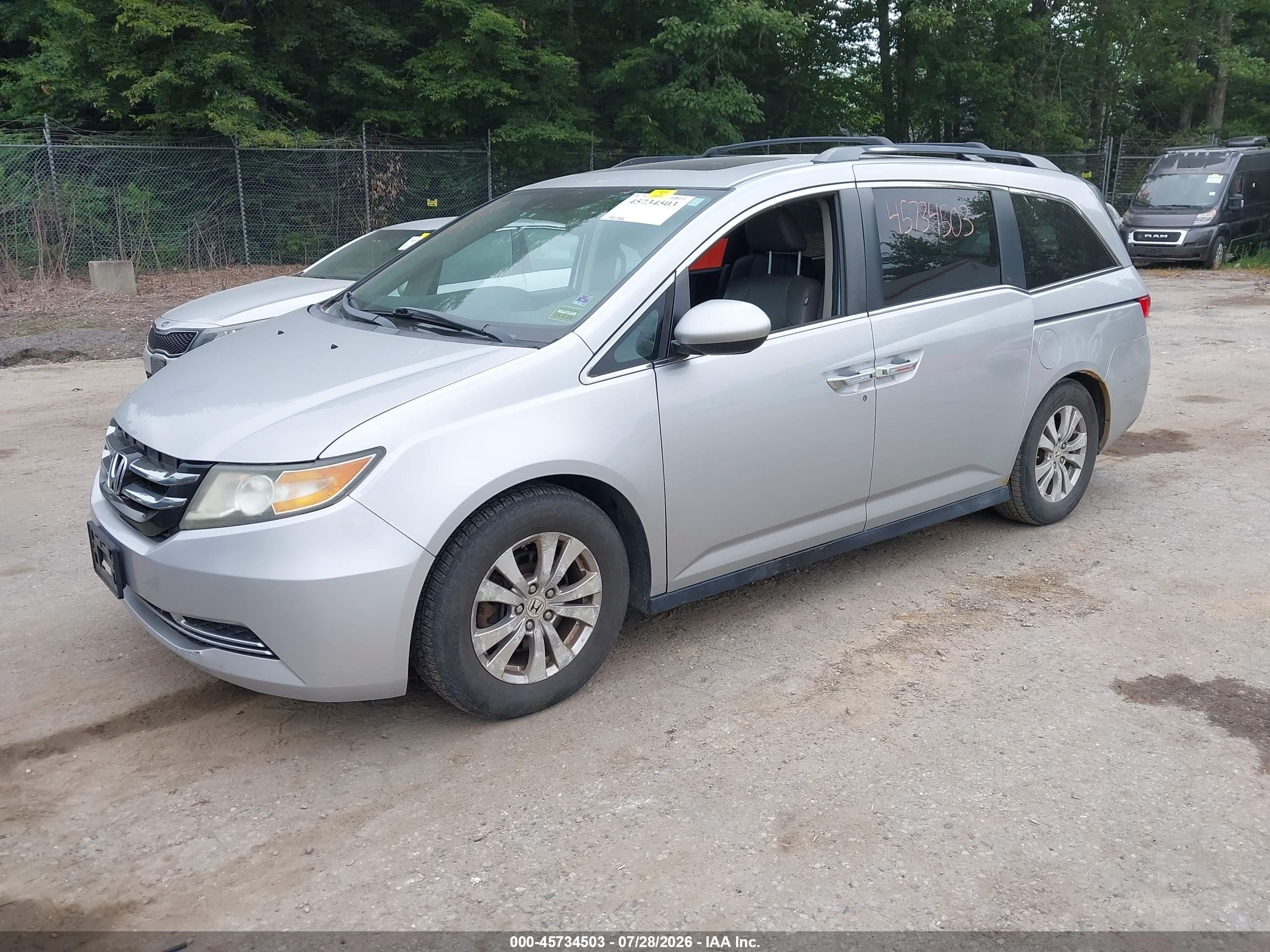 2014 Honda Odyssey Ex-l Silver vin: 5FNRL5H61EB054968