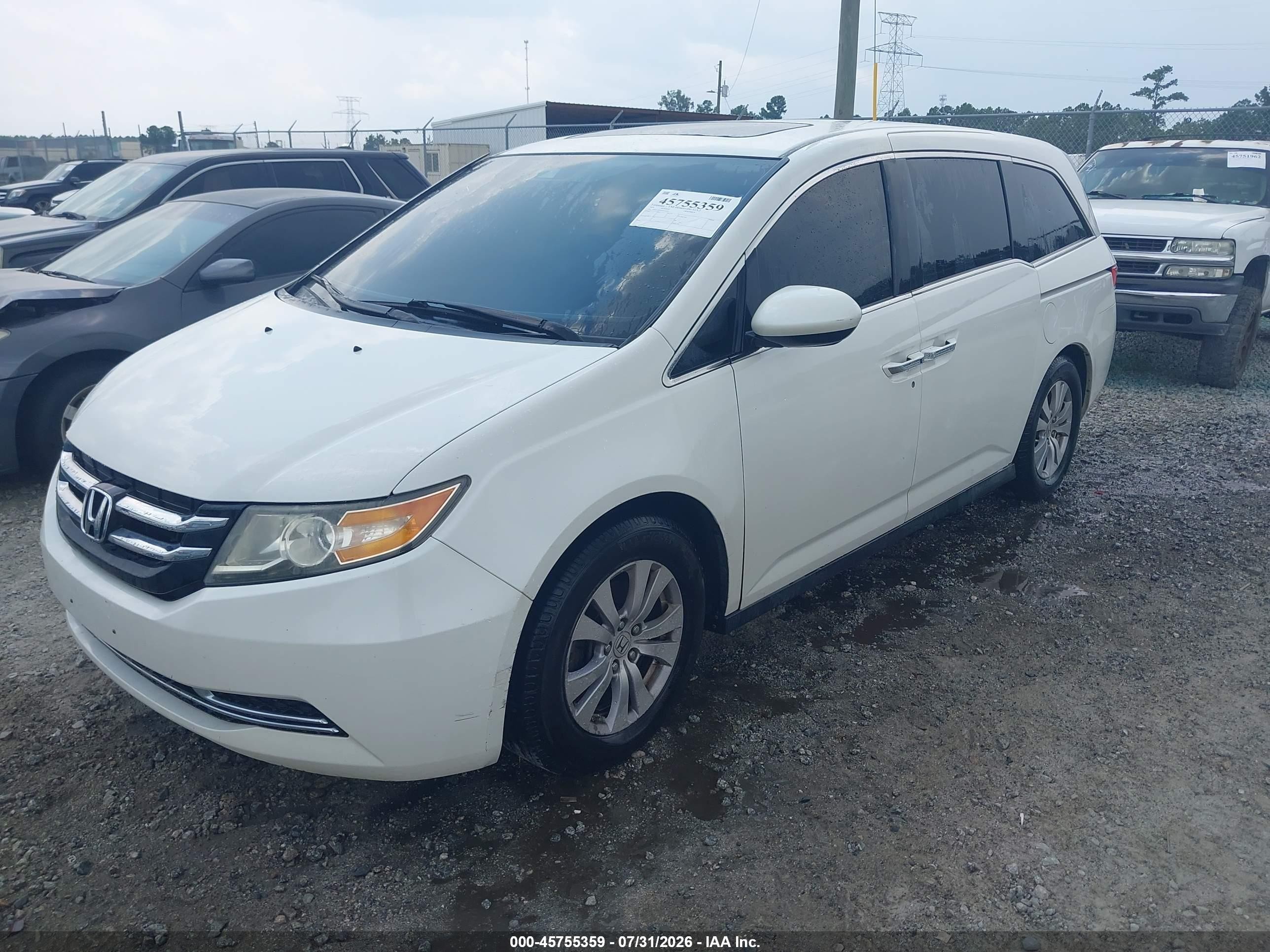 2014 Honda Odyssey Ex-l White vin: 5FNRL5H61EB110410