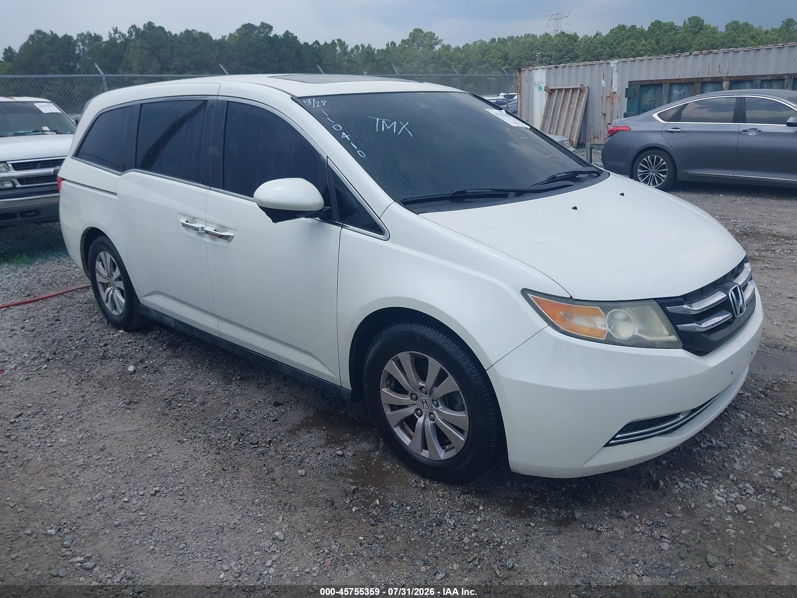 2014 Honda Odyssey Ex-l White vin: 5FNRL5H61EB110410