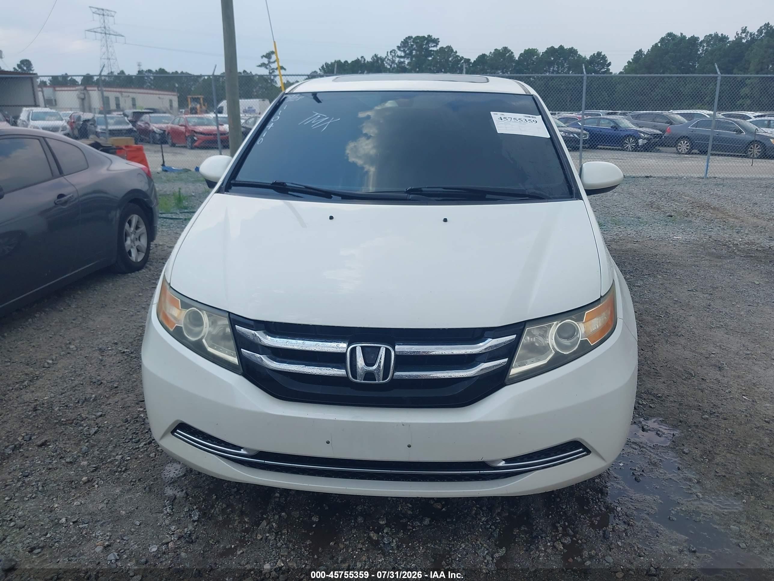 2014 Honda Odyssey Ex-l White vin: 5FNRL5H61EB110410