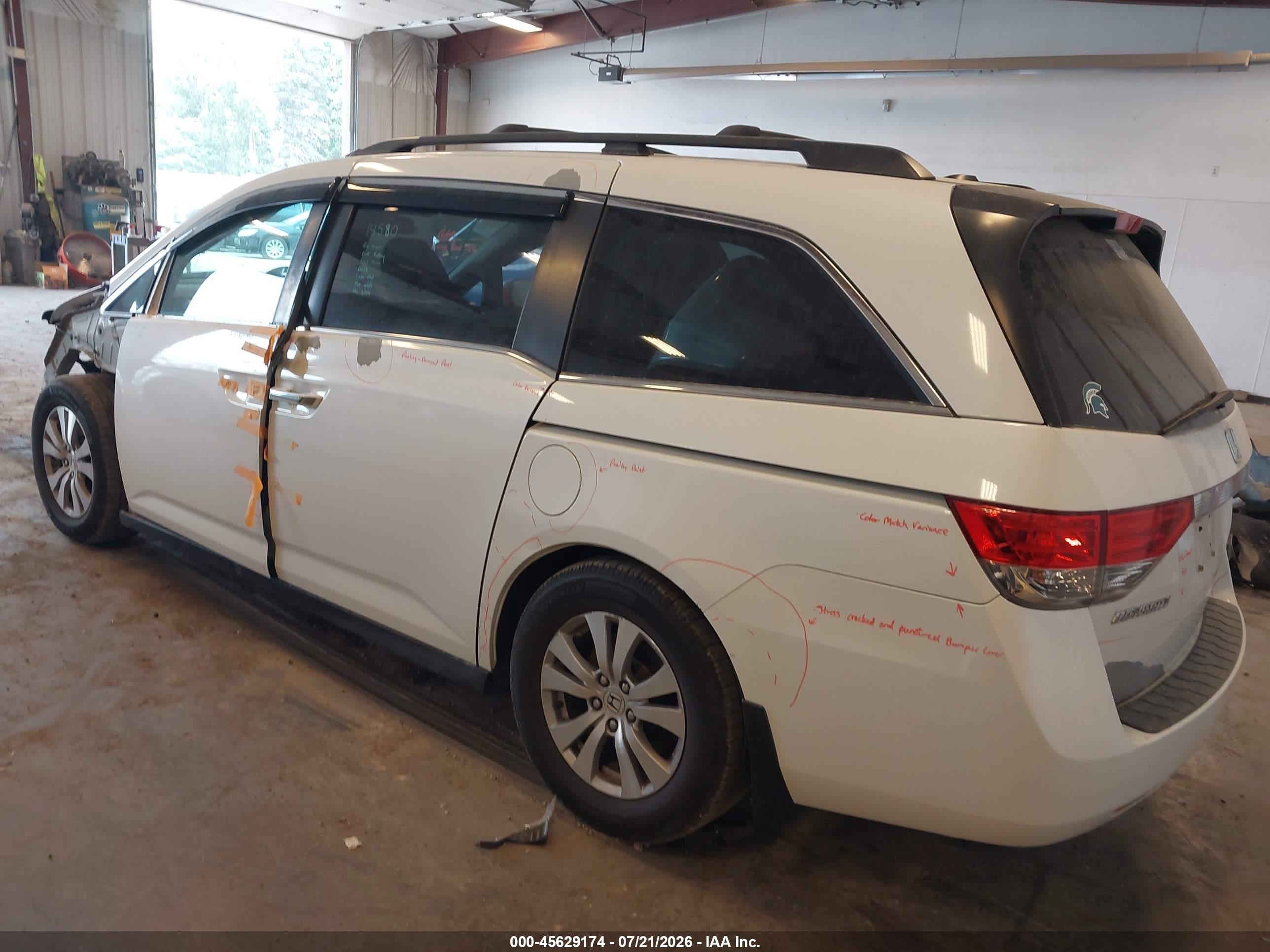 2014 Honda Odyssey Ex-l White vin: 5FNRL5H61EB128986