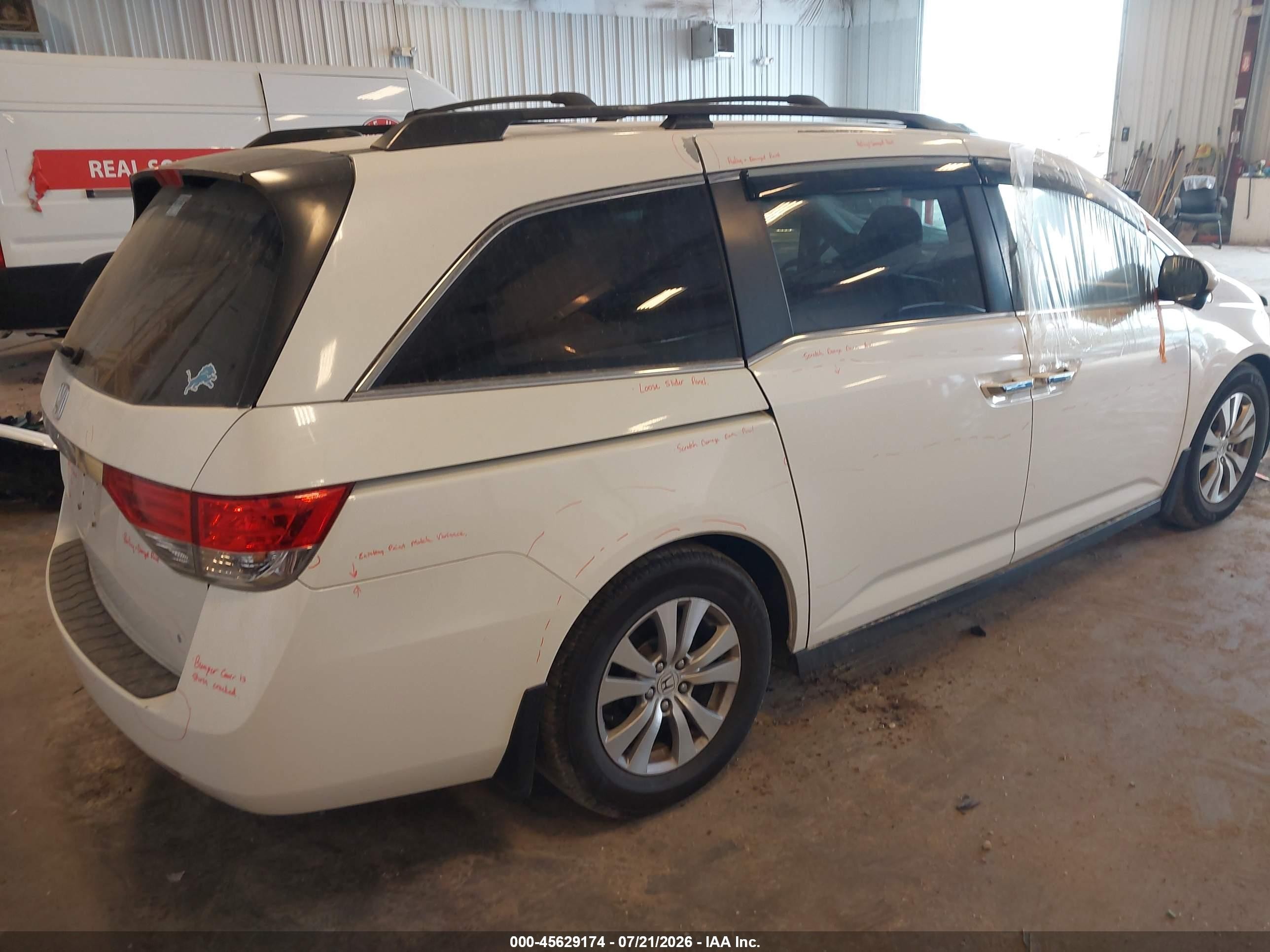 2014 Honda Odyssey Ex-l White vin: 5FNRL5H61EB128986