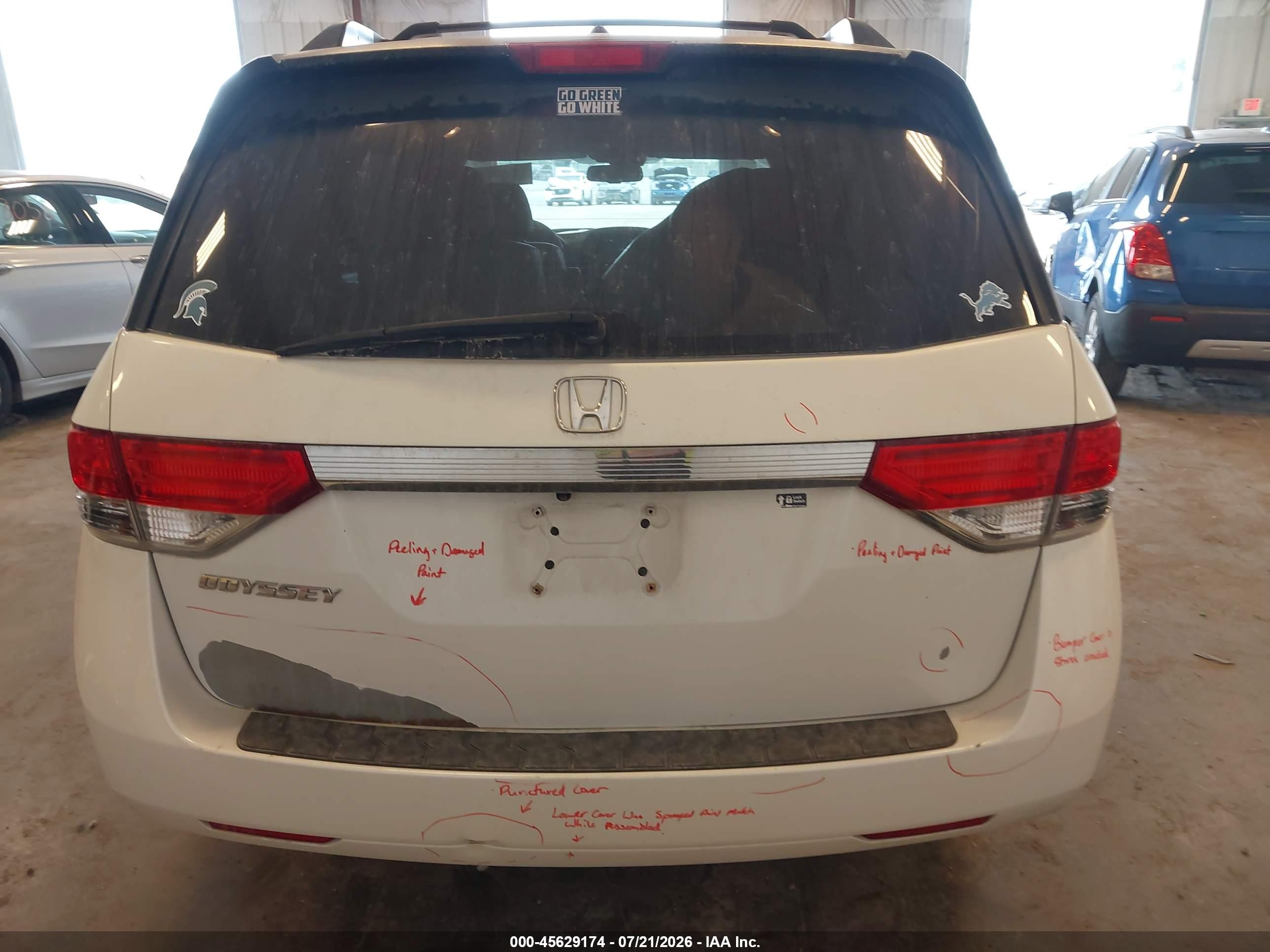 2014 Honda Odyssey Ex-l White vin: 5FNRL5H61EB128986