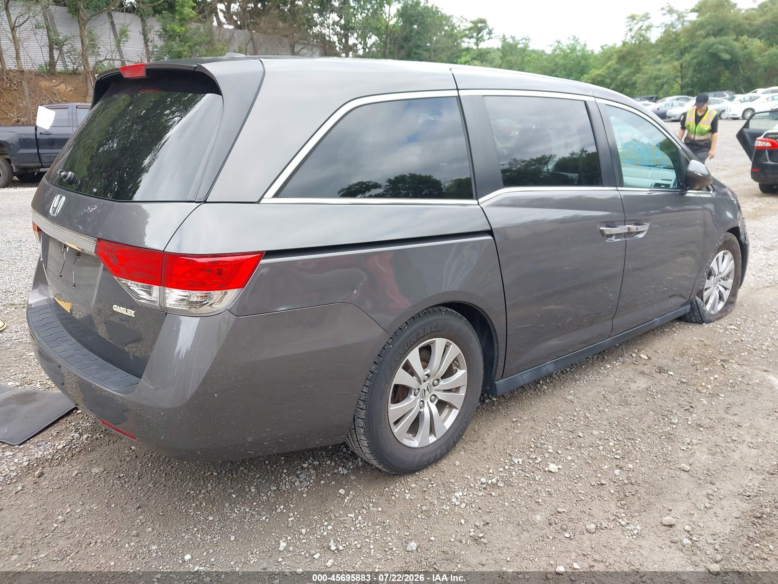 2015 Honda Odyssey Ex-l Gray vin: 5FNRL5H61FB022636