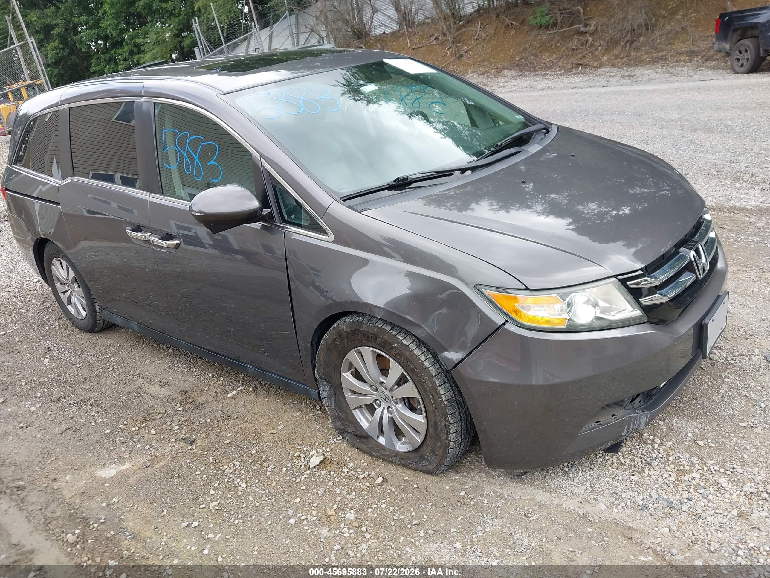 2015 Honda Odyssey Ex-l Gray vin: 5FNRL5H61FB022636