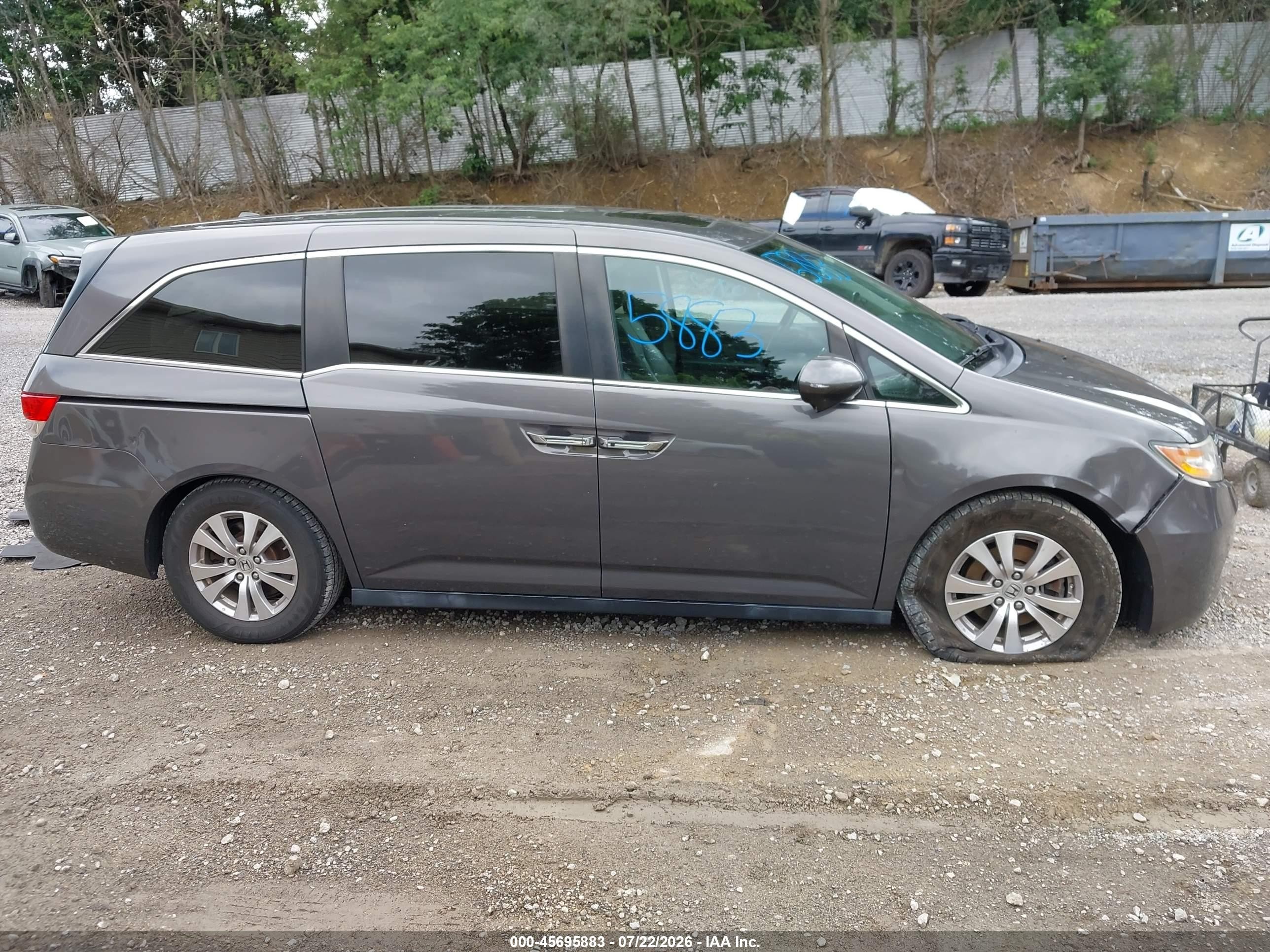 2015 Honda Odyssey Ex-l Gray vin: 5FNRL5H61FB022636