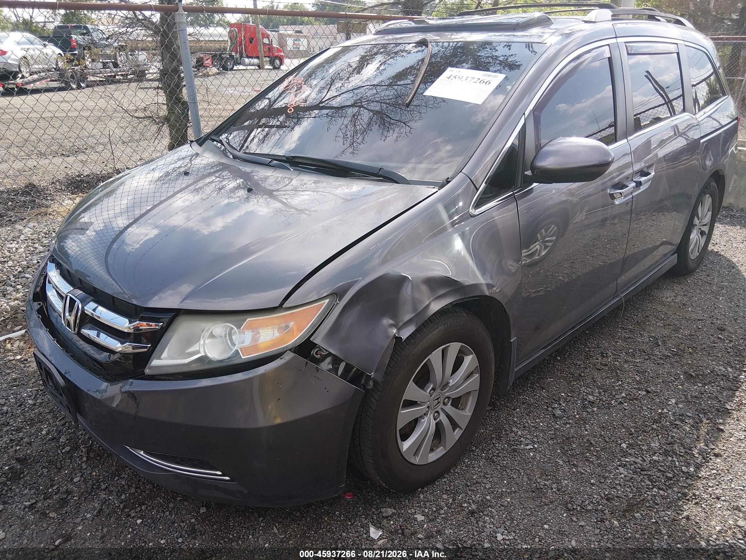 2015 Honda Odyssey Ex-l Gray vin: 5FNRL5H61FB091844