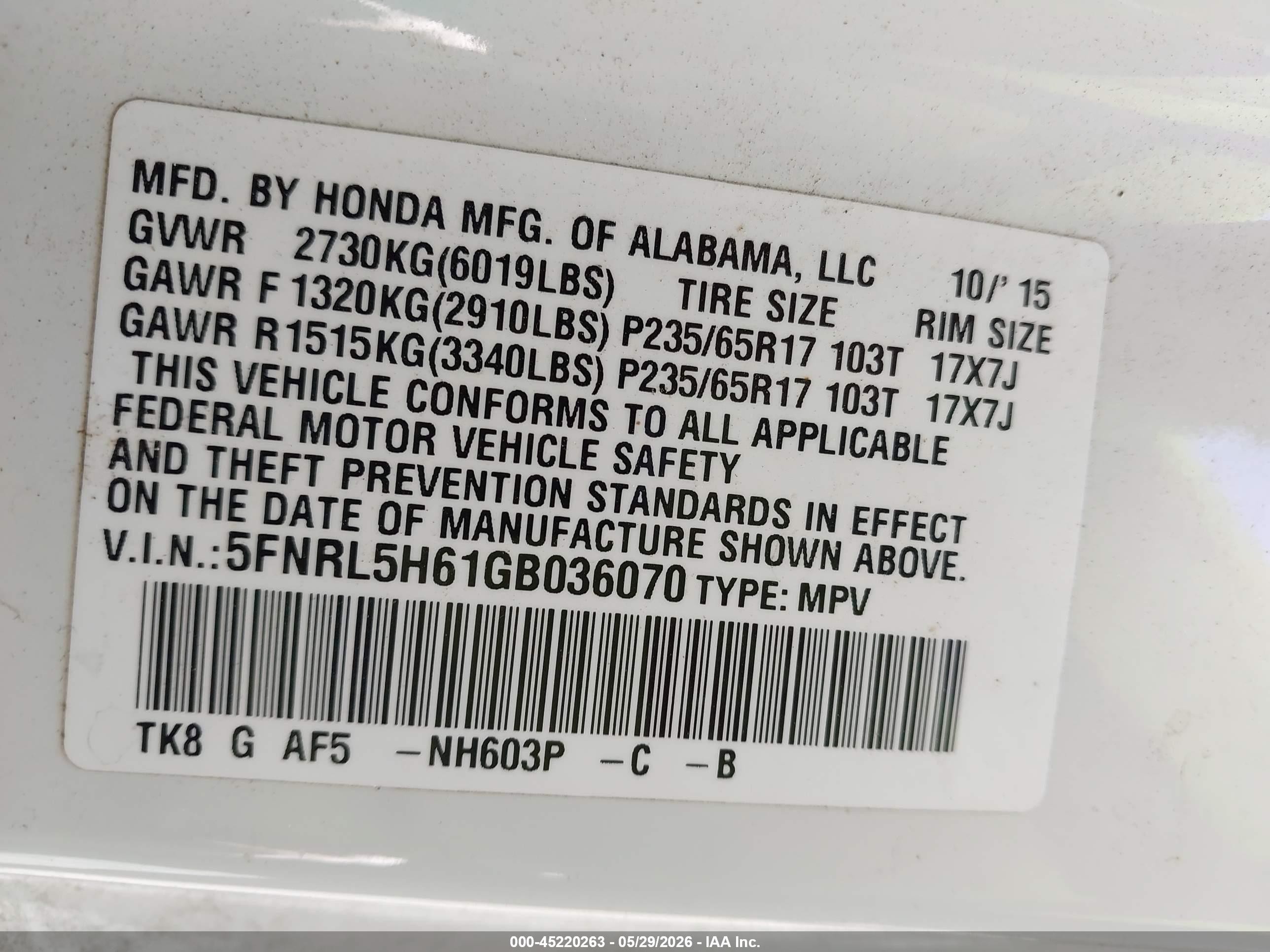2016 Honda Odyssey Ex-l White vin: 5FNRL5H61GB036070