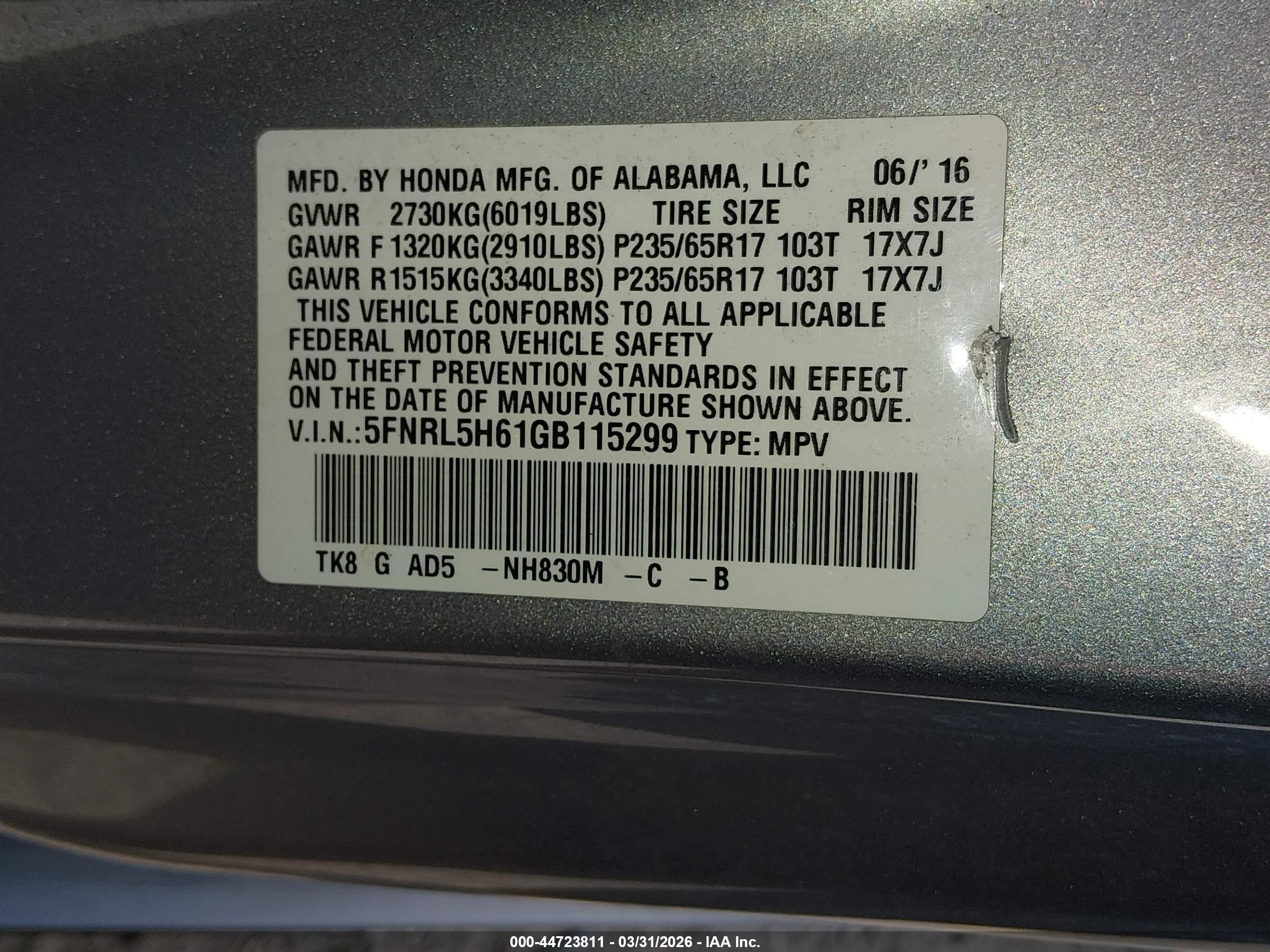 2016 Honda Odyssey Ex-l Silver vin: 5FNRL5H61GB115299