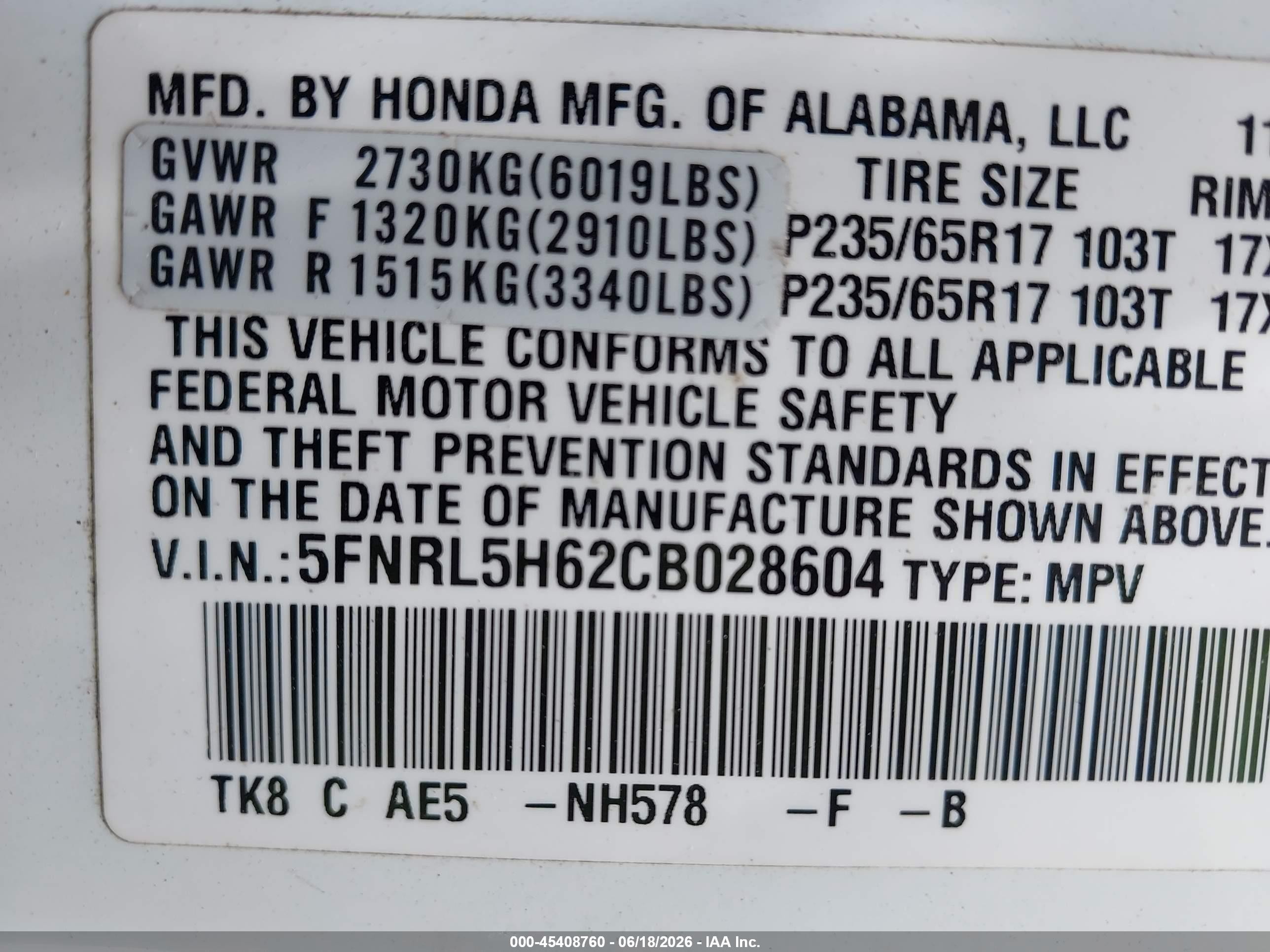 2012 Honda Odyssey Ex-l White vin: 5FNRL5H62CB028604