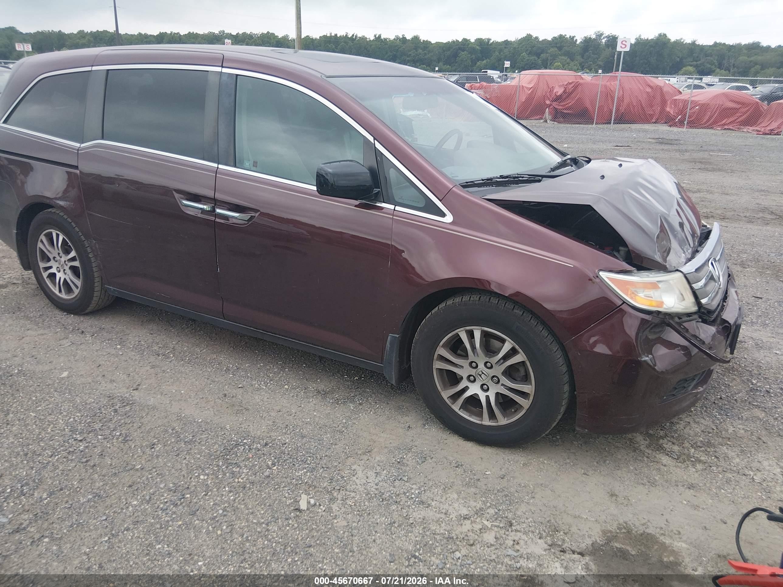 2012 Honda Odyssey Ex-l Burgundy vin: 5FNRL5H62CB084607