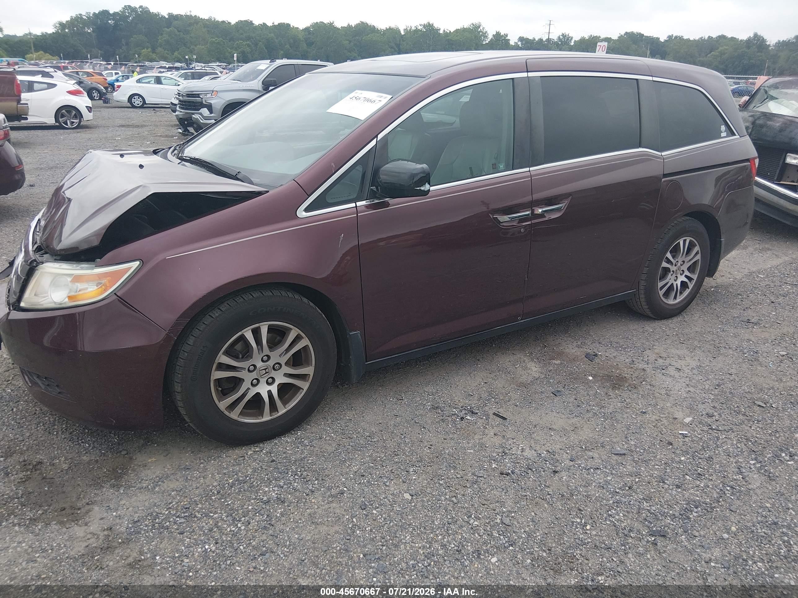 2012 Honda Odyssey Ex-l Burgundy vin: 5FNRL5H62CB084607