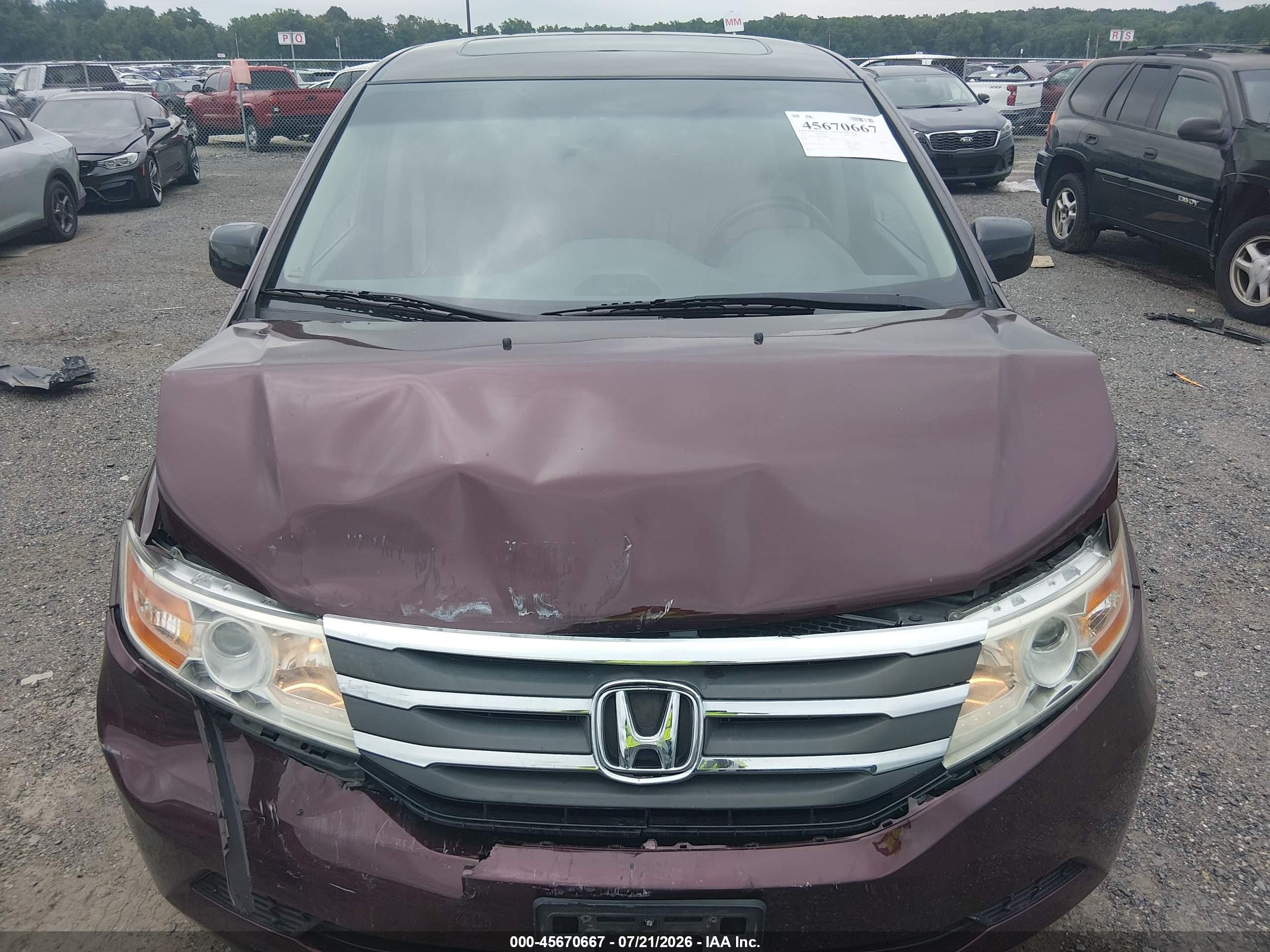 2012 Honda Odyssey Ex-l Burgundy vin: 5FNRL5H62CB084607
