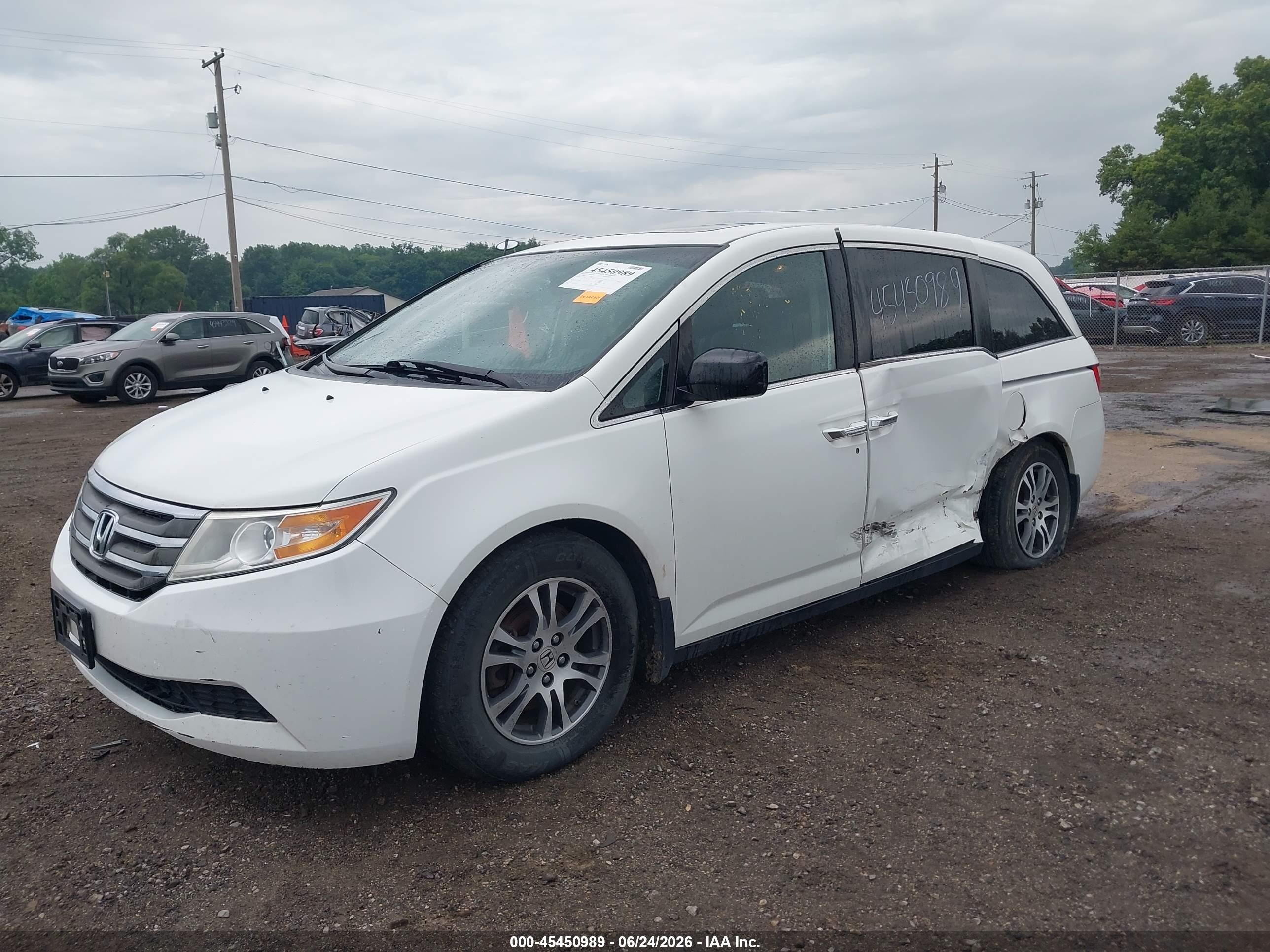 2012 Honda Odyssey Ex-l White vin: 5FNRL5H62CB087426