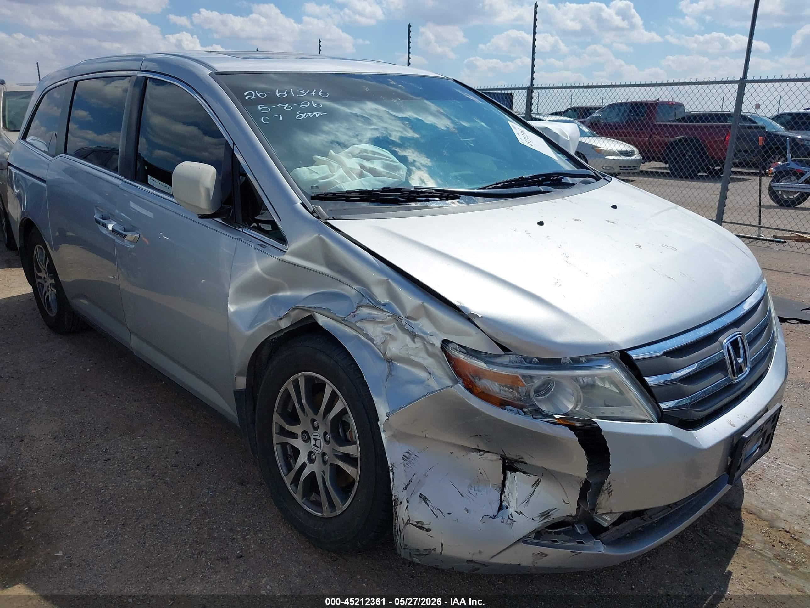 2013 Honda Odyssey Ex-l Silver vin: 5FNRL5H62DB078274