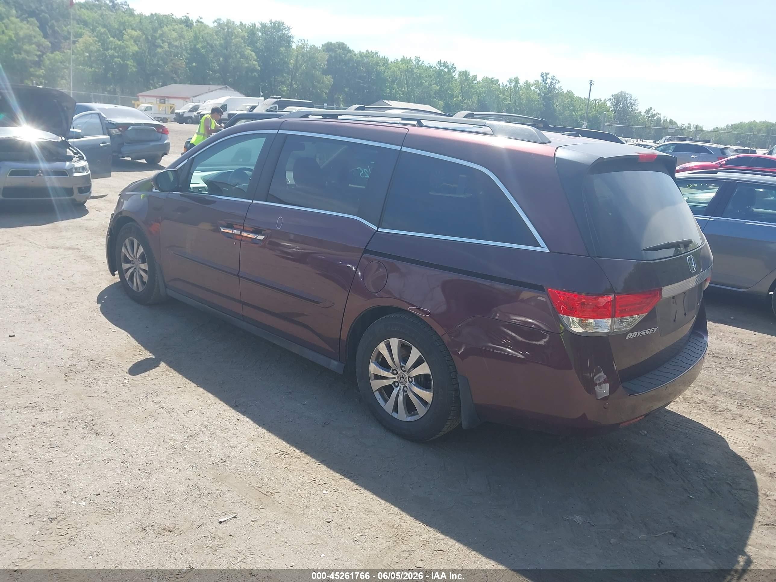 2014 Honda Odyssey Ex-l Maroon vin: 5FNRL5H62EB005195