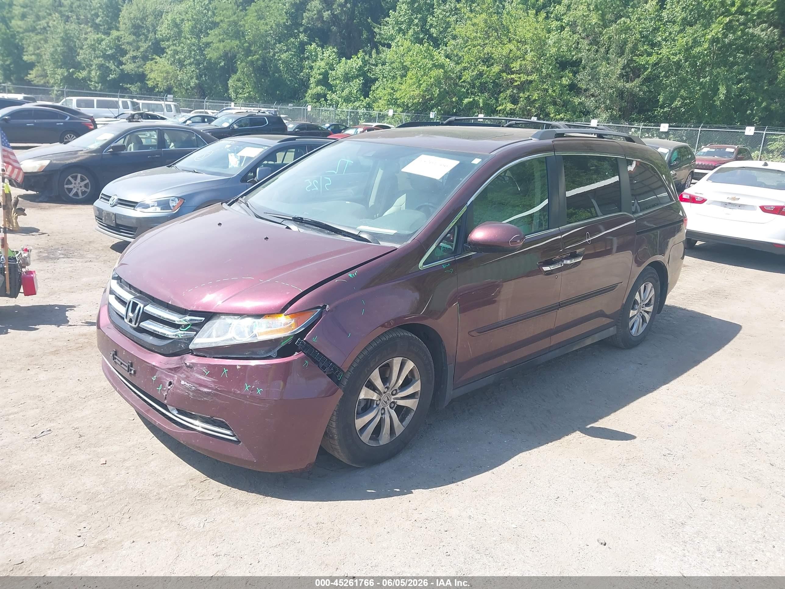 2014 Honda Odyssey Ex-l Maroon vin: 5FNRL5H62EB005195
