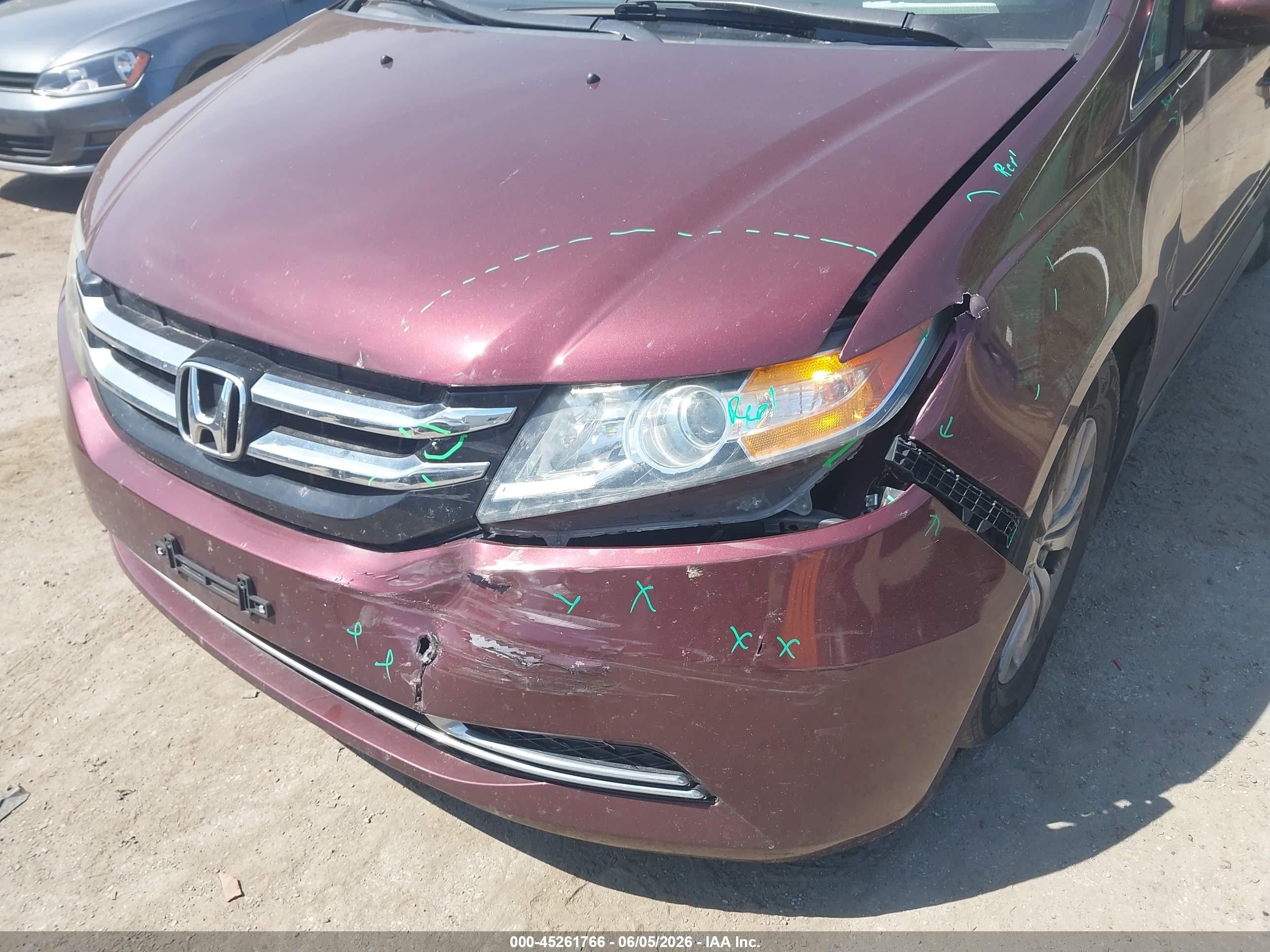 2014 Honda Odyssey Ex-l Maroon vin: 5FNRL5H62EB005195