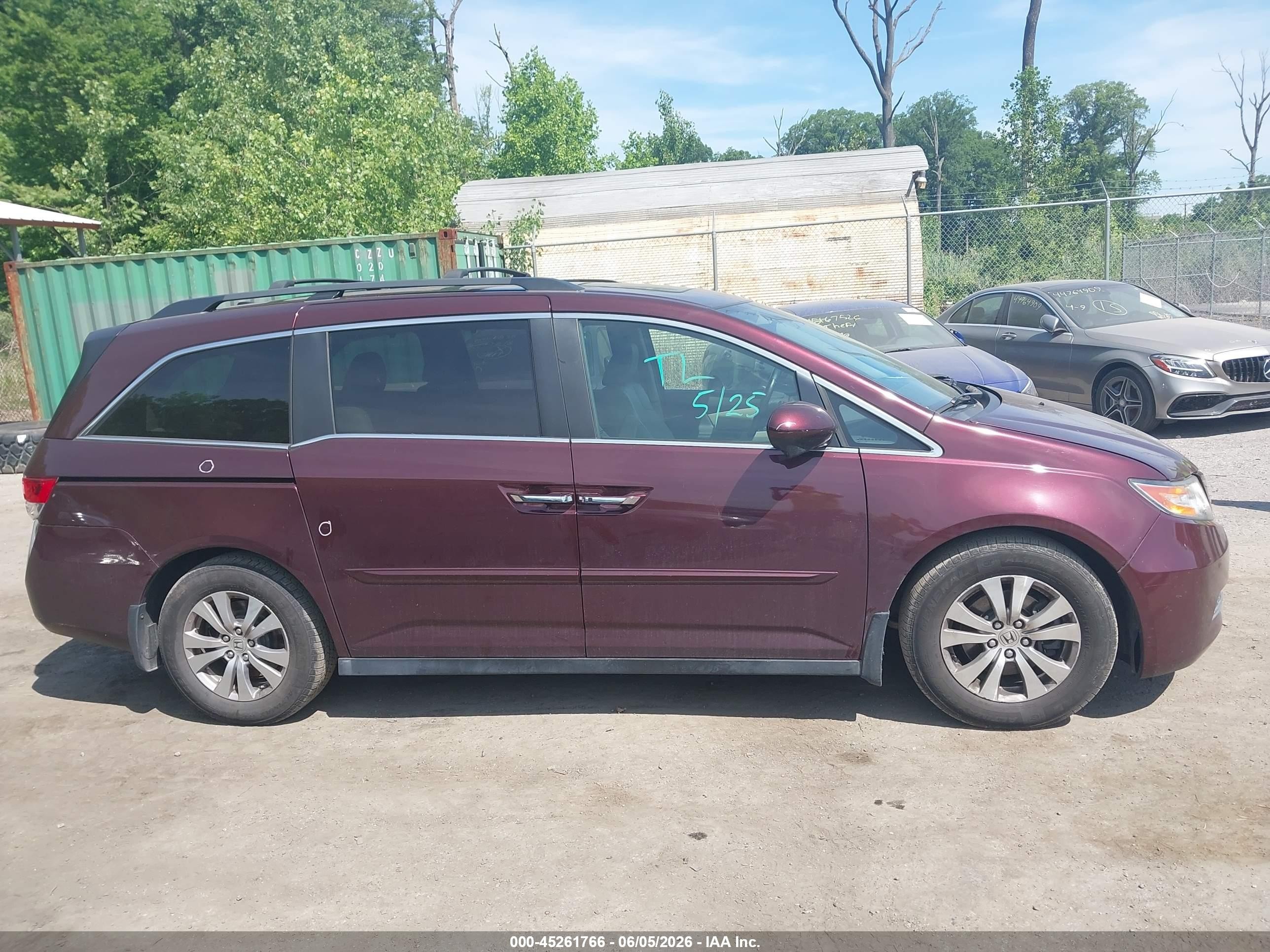 2014 Honda Odyssey Ex-l Maroon vin: 5FNRL5H62EB005195