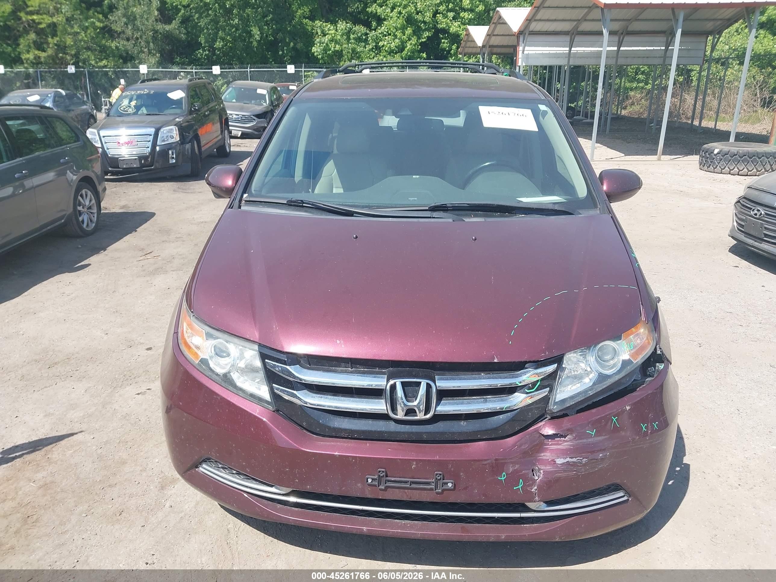 2014 Honda Odyssey Ex-l Maroon vin: 5FNRL5H62EB005195
