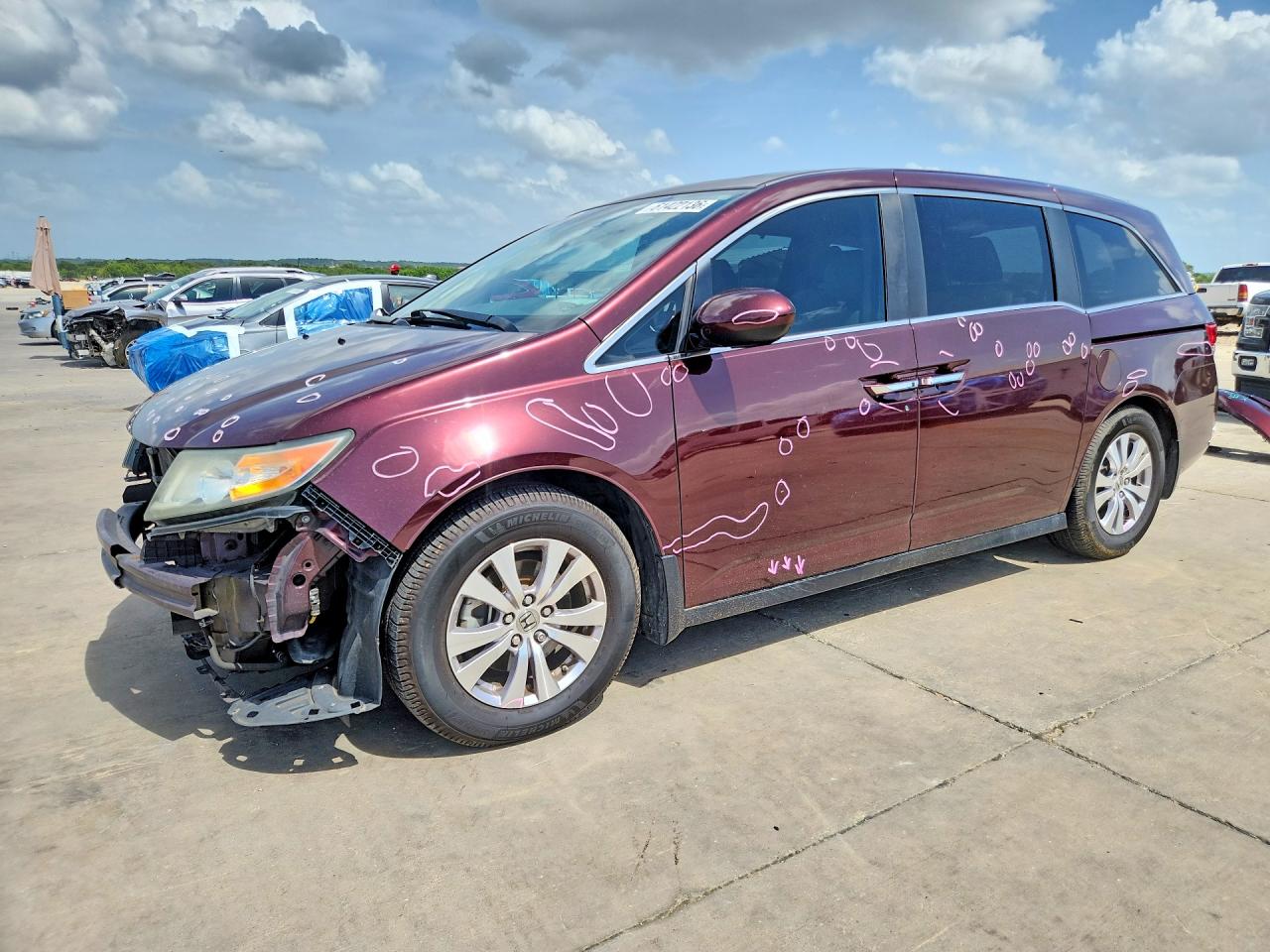 2014 Honda Odyssey Exl Maroon vin: 5FNRL5H62EB010784