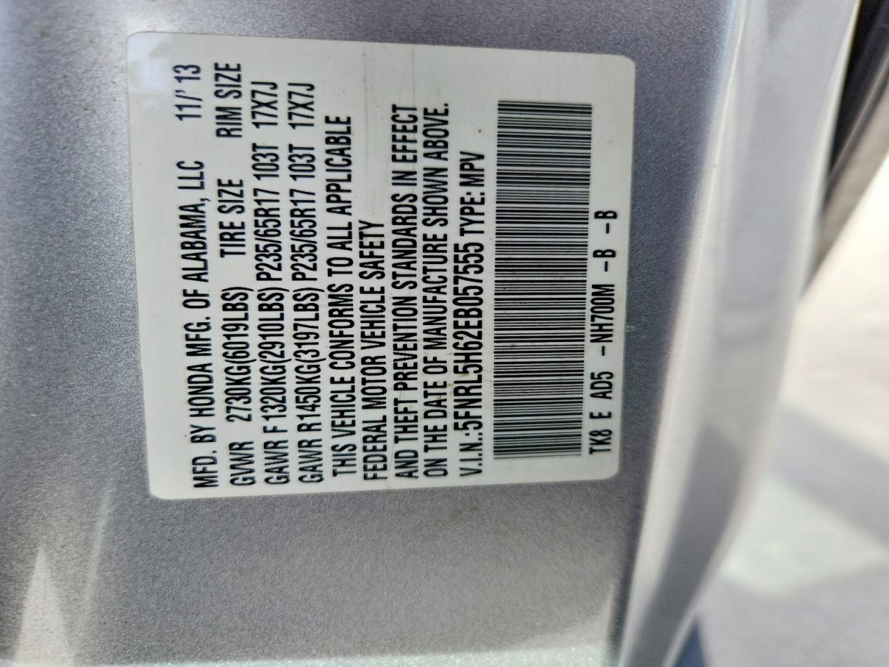 2014 Honda Odyssey Exl Silver vin: 5FNRL5H62EB057555