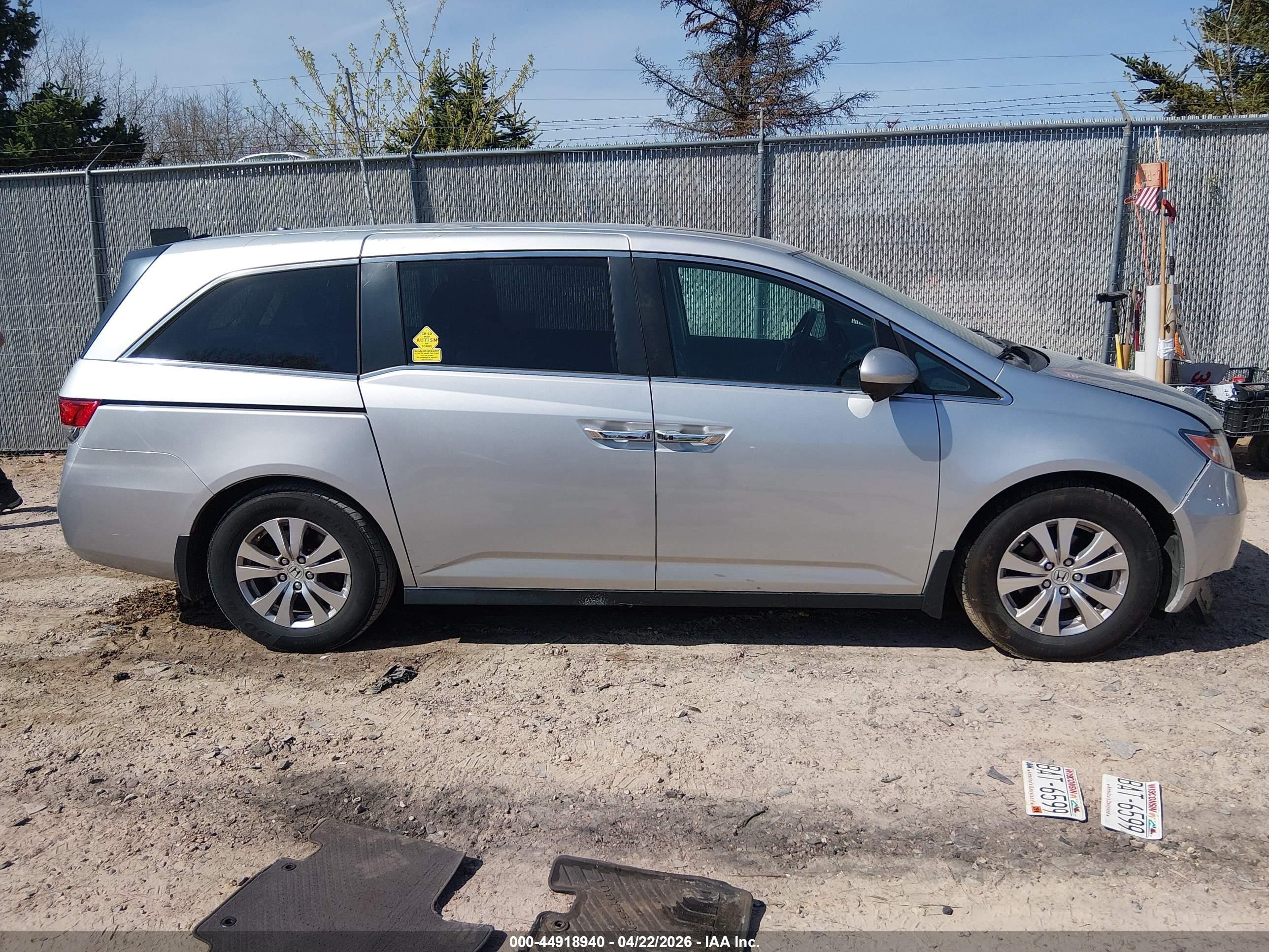 2014 Honda Odyssey Ex-l Silver vin: 5FNRL5H62EB063291