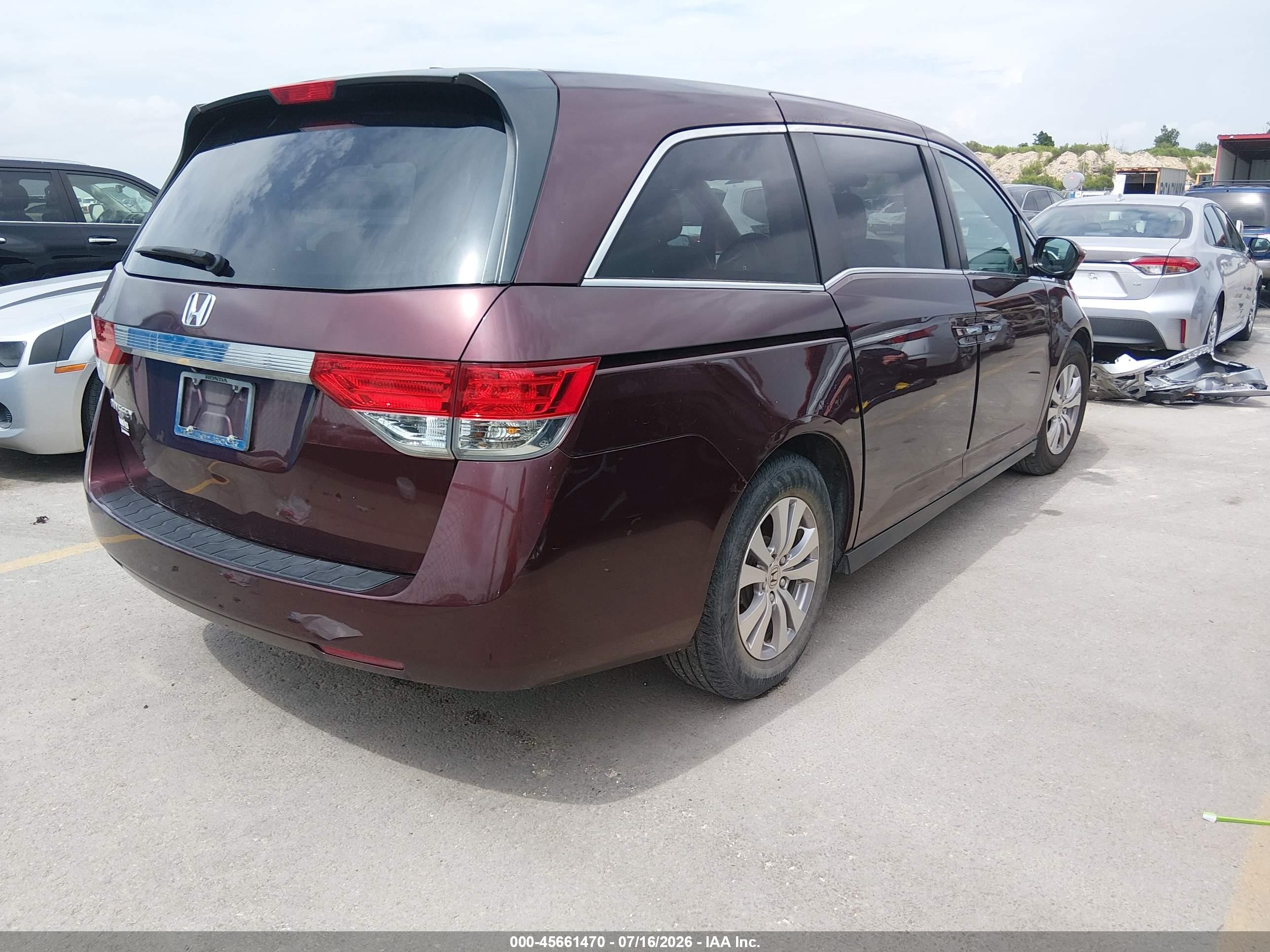 2014 Honda Odyssey Ex-l Burgundy vin: 5FNRL5H62EB084707