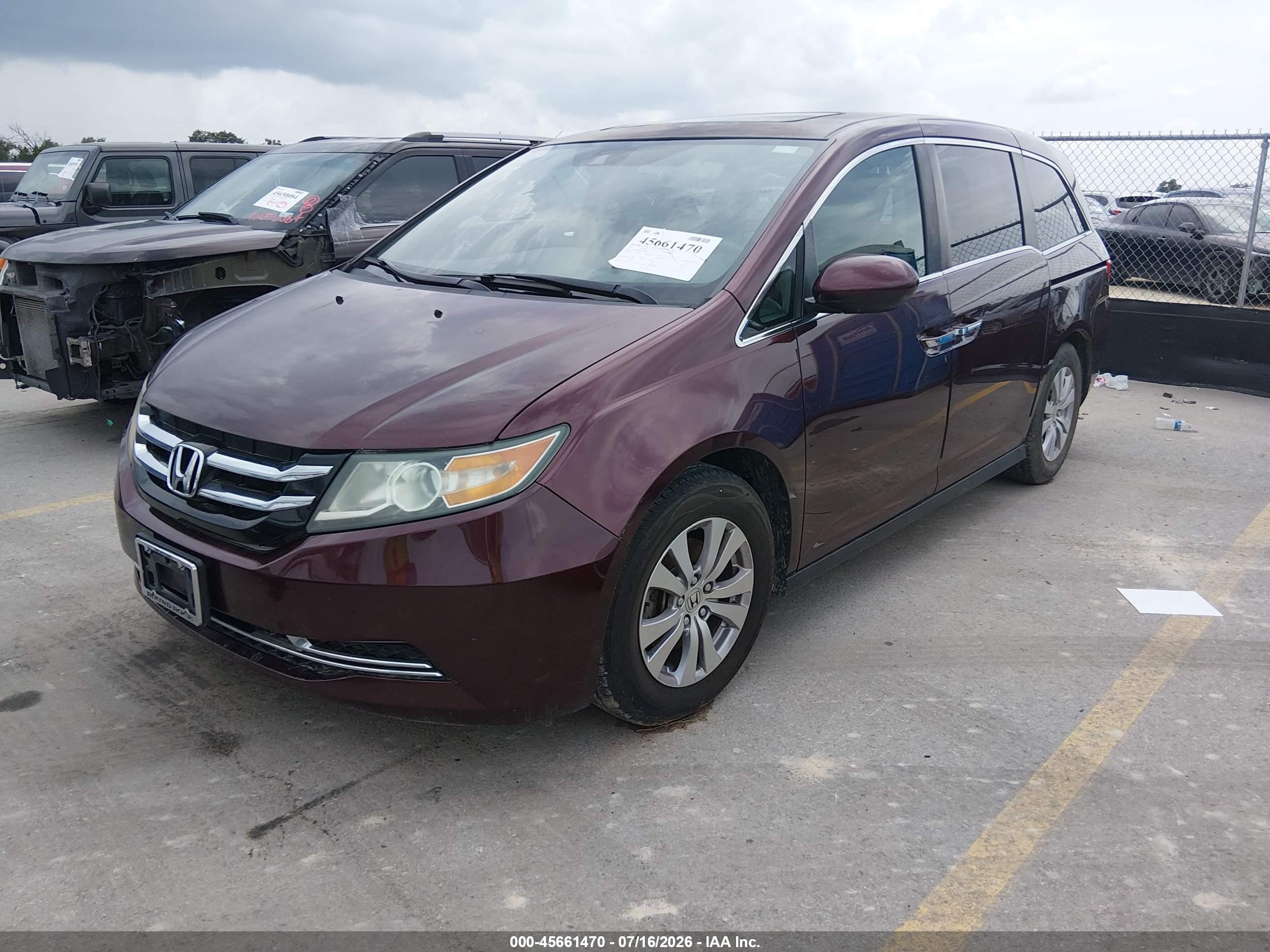 2014 Honda Odyssey Ex-l Burgundy vin: 5FNRL5H62EB084707