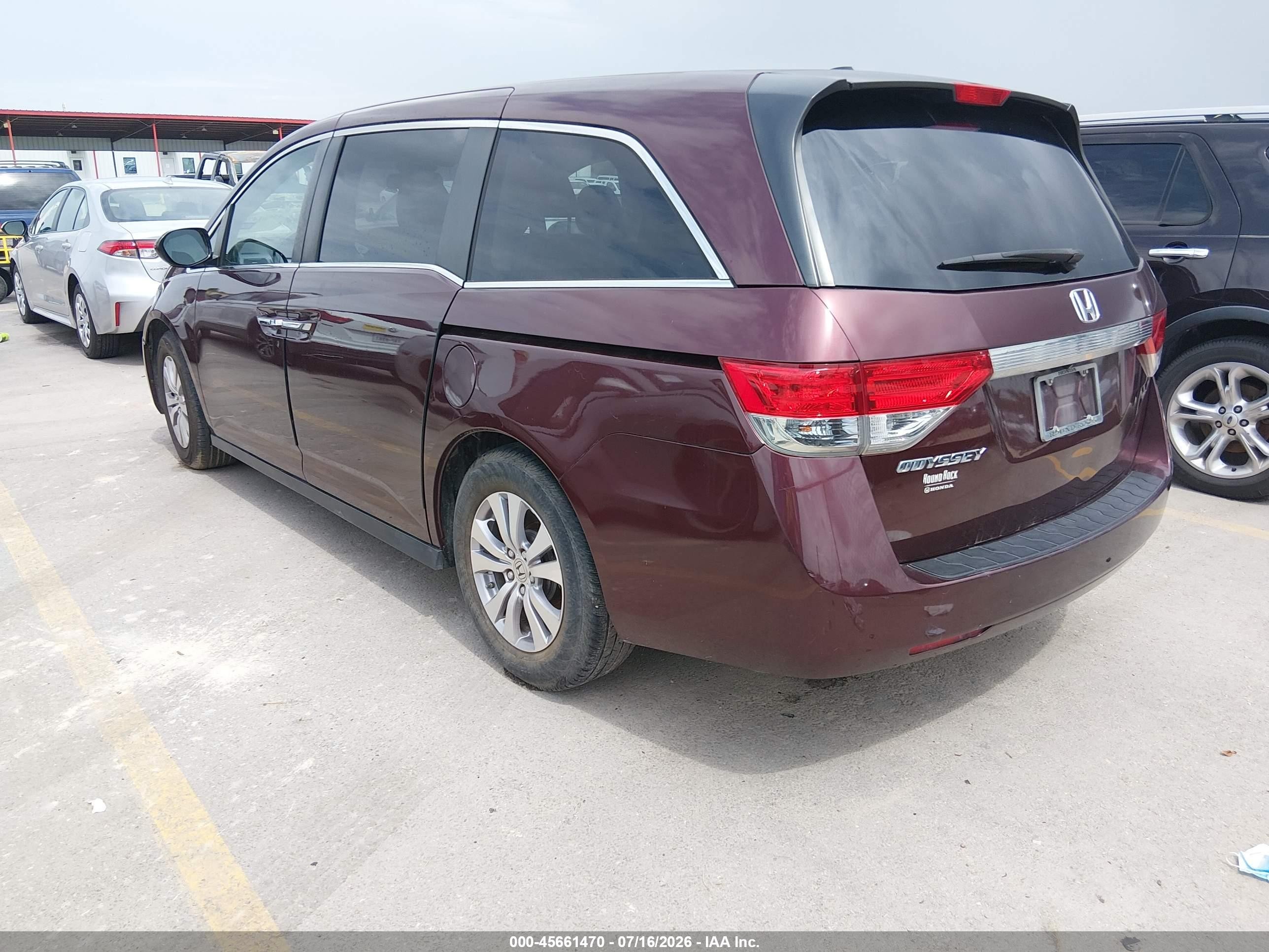 2014 Honda Odyssey Ex-l Burgundy vin: 5FNRL5H62EB084707