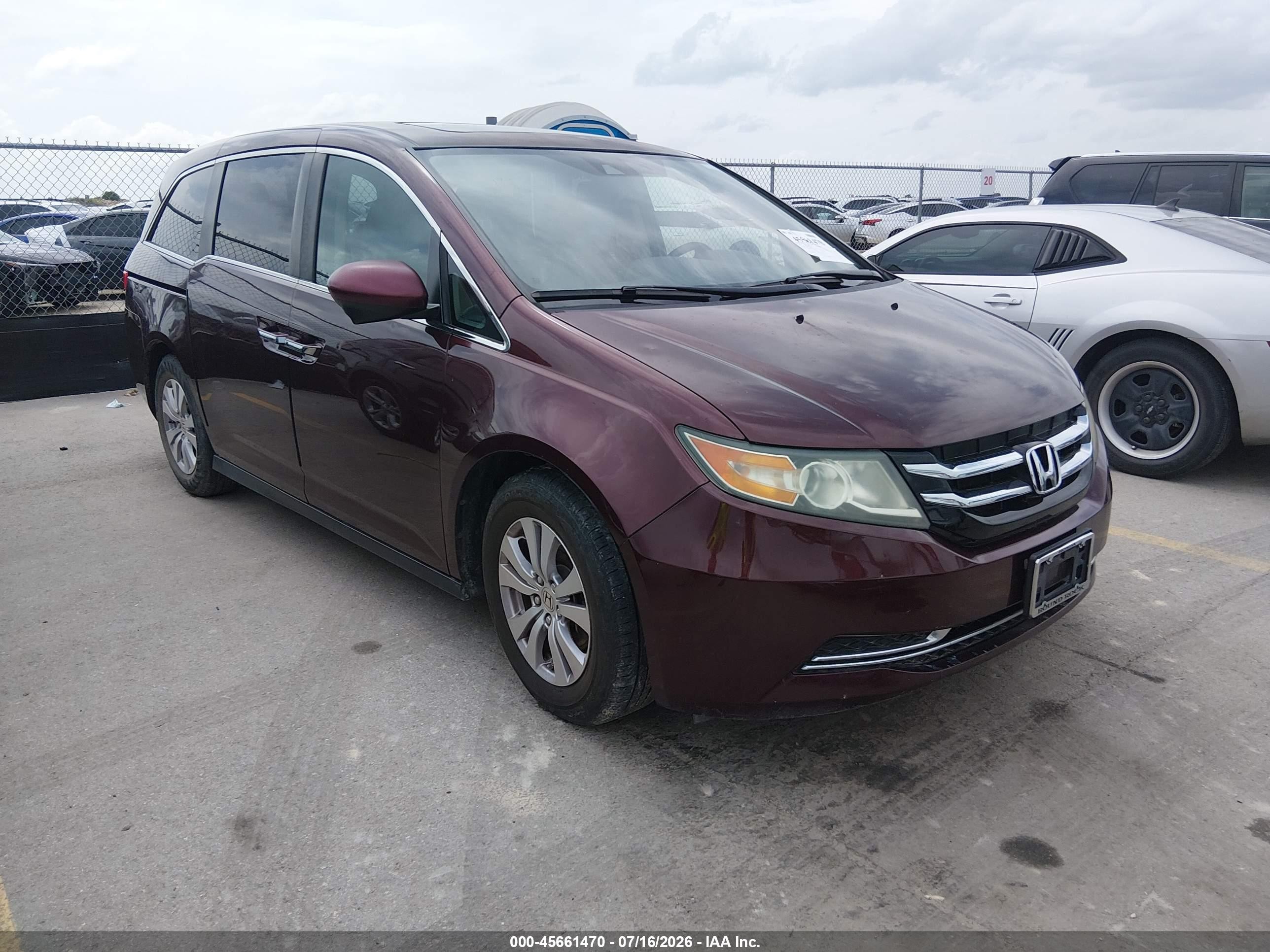 2014 Honda Odyssey Ex-l Burgundy vin: 5FNRL5H62EB084707