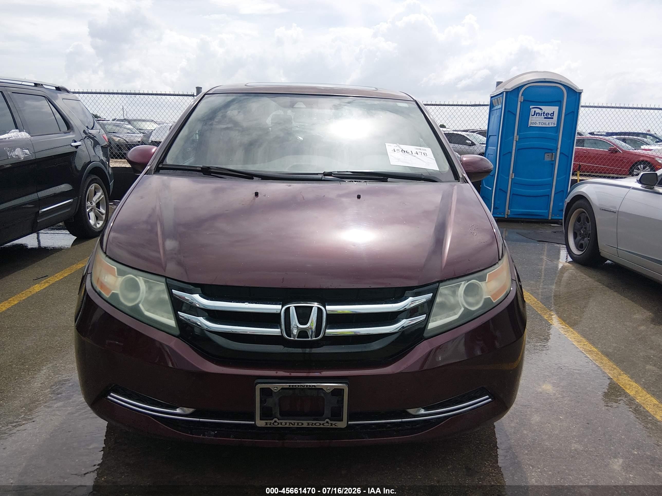 2014 Honda Odyssey Ex-l Burgundy vin: 5FNRL5H62EB084707