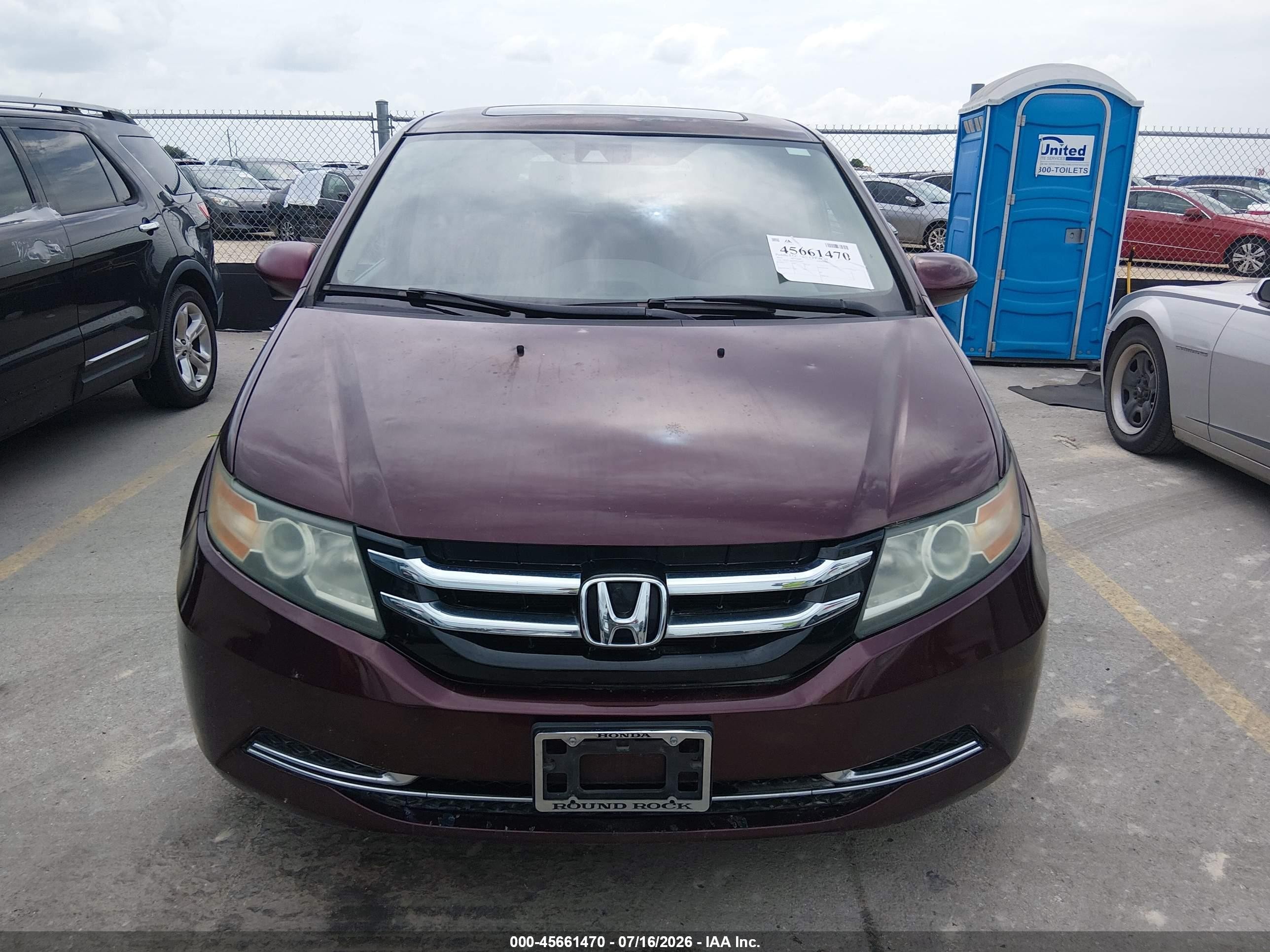 2014 Honda Odyssey Ex-l Burgundy vin: 5FNRL5H62EB084707
