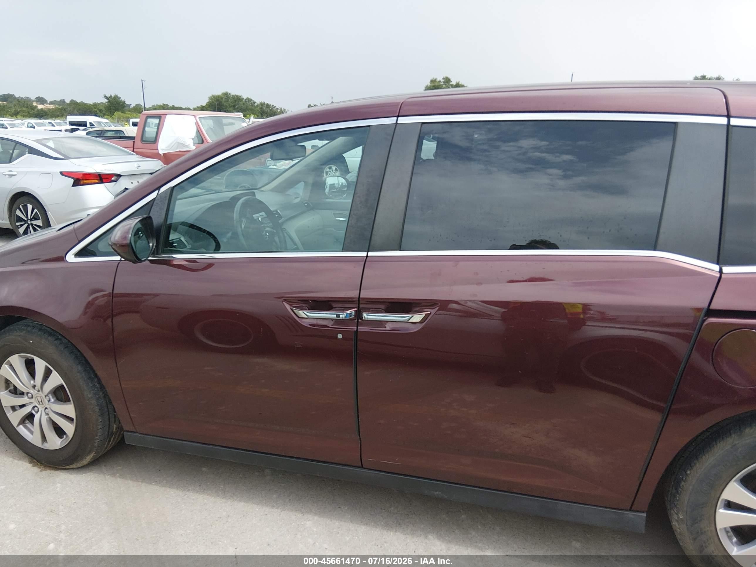 2014 Honda Odyssey Ex-l Burgundy vin: 5FNRL5H62EB084707