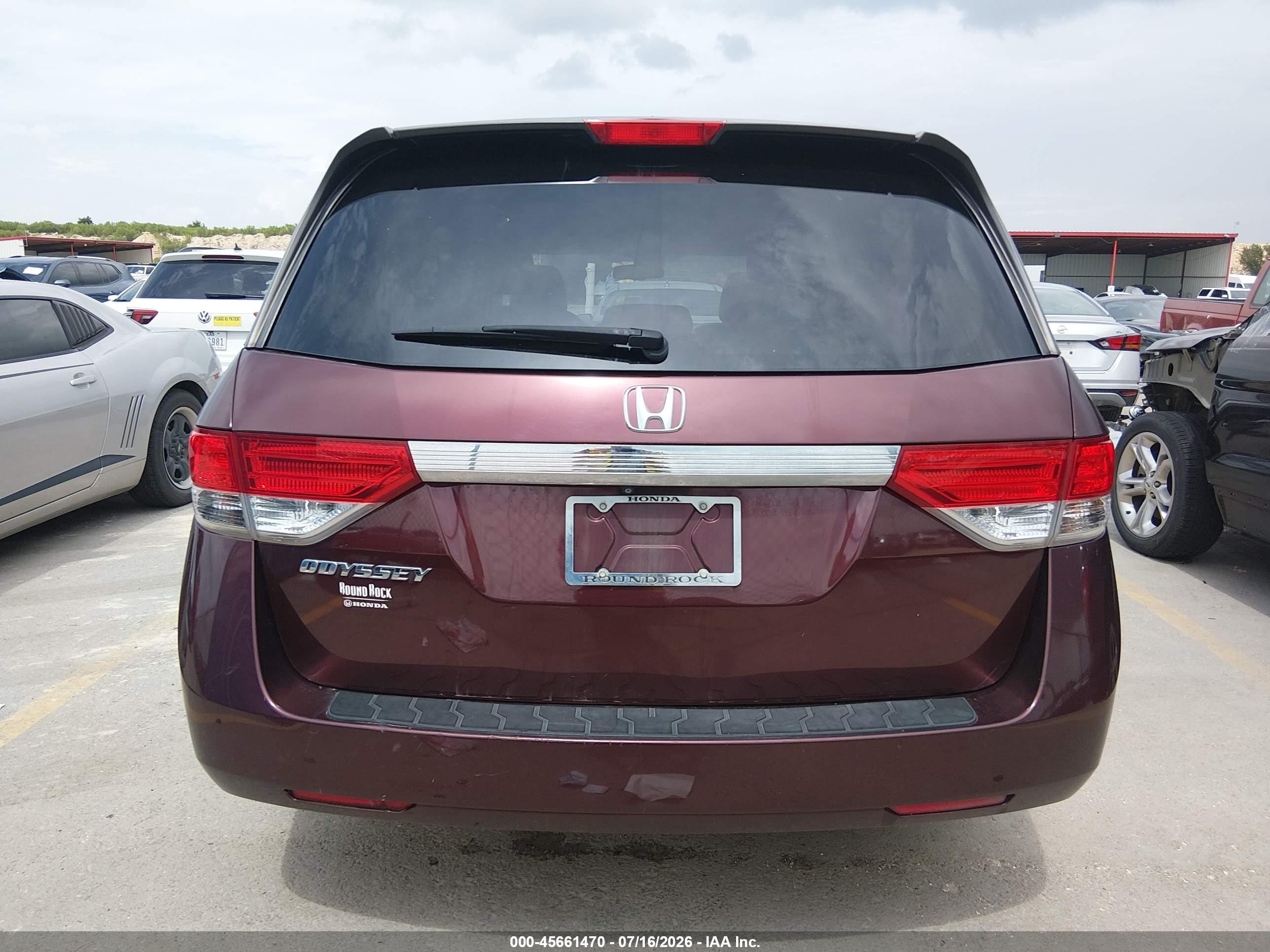 2014 Honda Odyssey Ex-l Burgundy vin: 5FNRL5H62EB084707