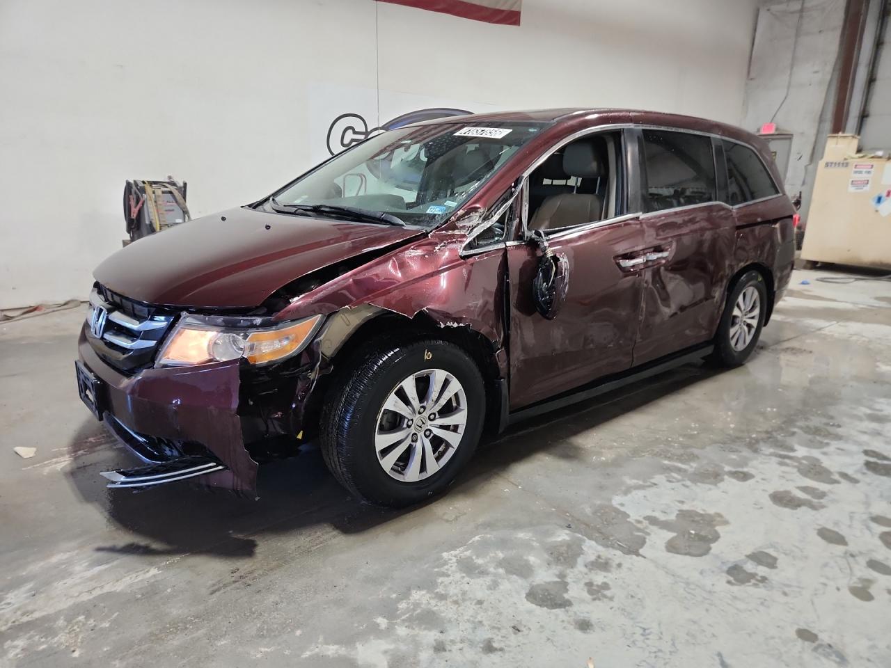2015 Honda Odyssey Exl Burgundy vin: 5FNRL5H62FB021561 Damage: Hood, Severe Damage, Replacement Required