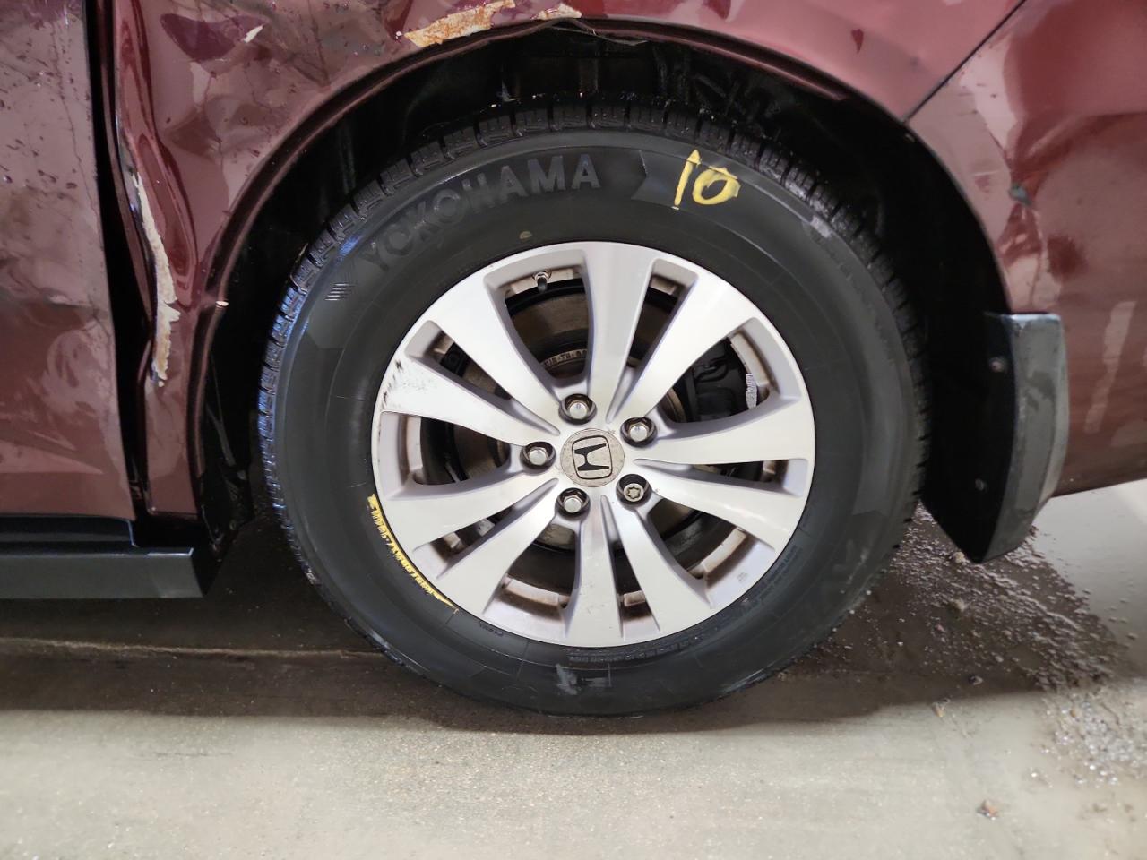 2015 Honda Odyssey Exl Burgundy vin: 5FNRL5H62FB021561 Damage: Left Rear Wheel, Curb Rash, 5 To 6 Inches