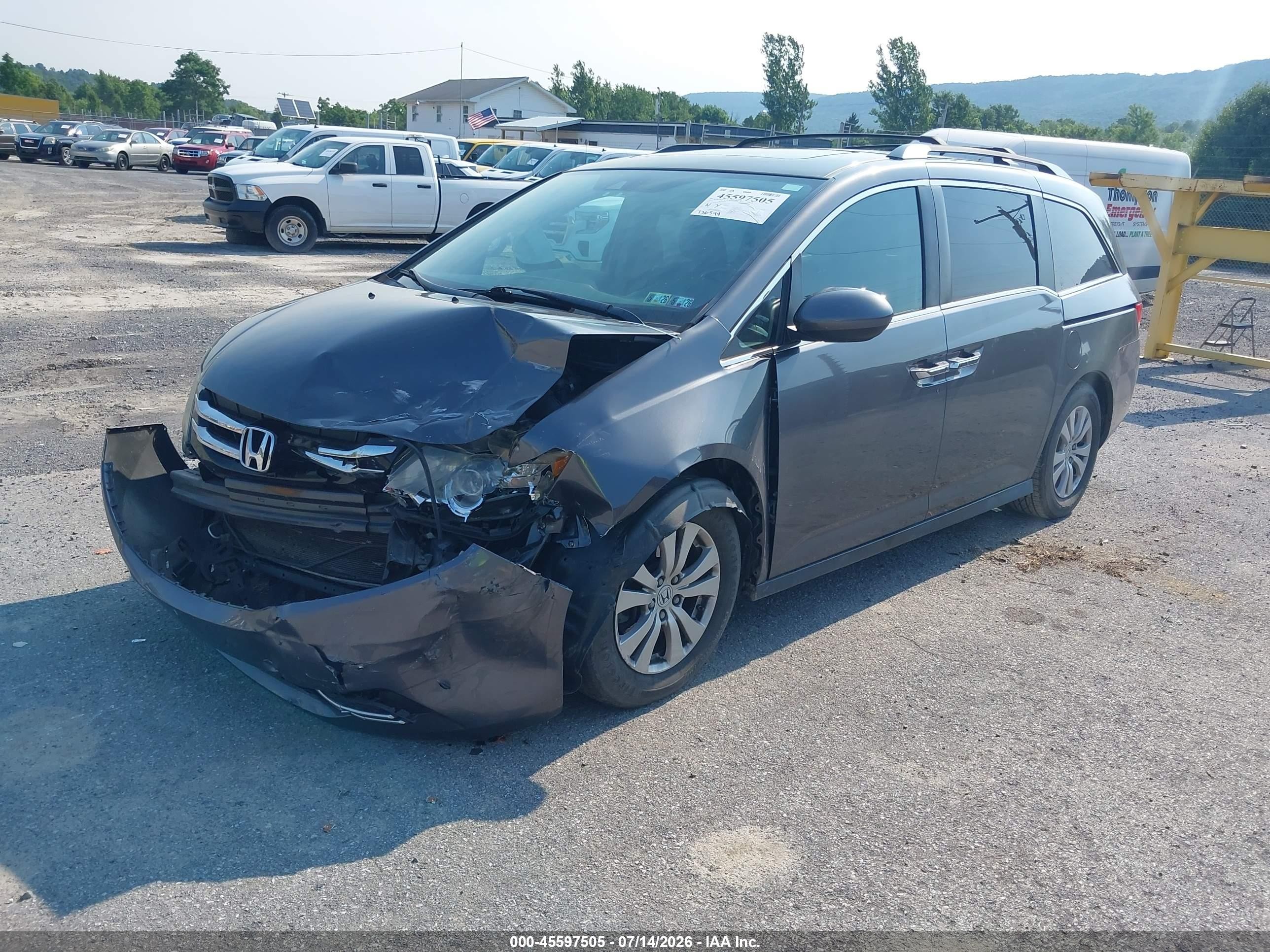 2015 Honda Odyssey Ex-l Gray vin: 5FNRL5H62FB053359