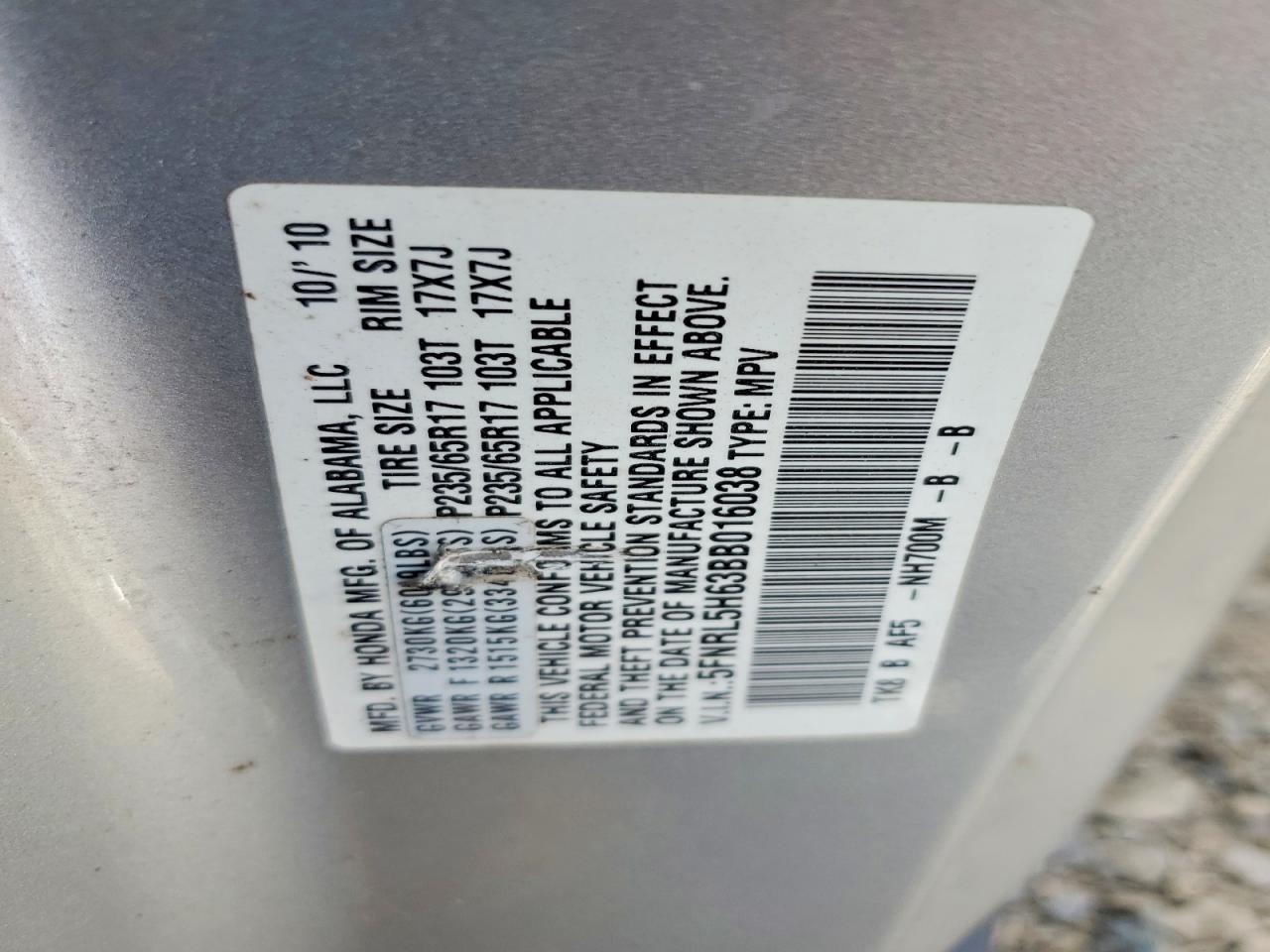 2011 Honda Odyssey Exl Silver vin: 5FNRL5H63BB016038