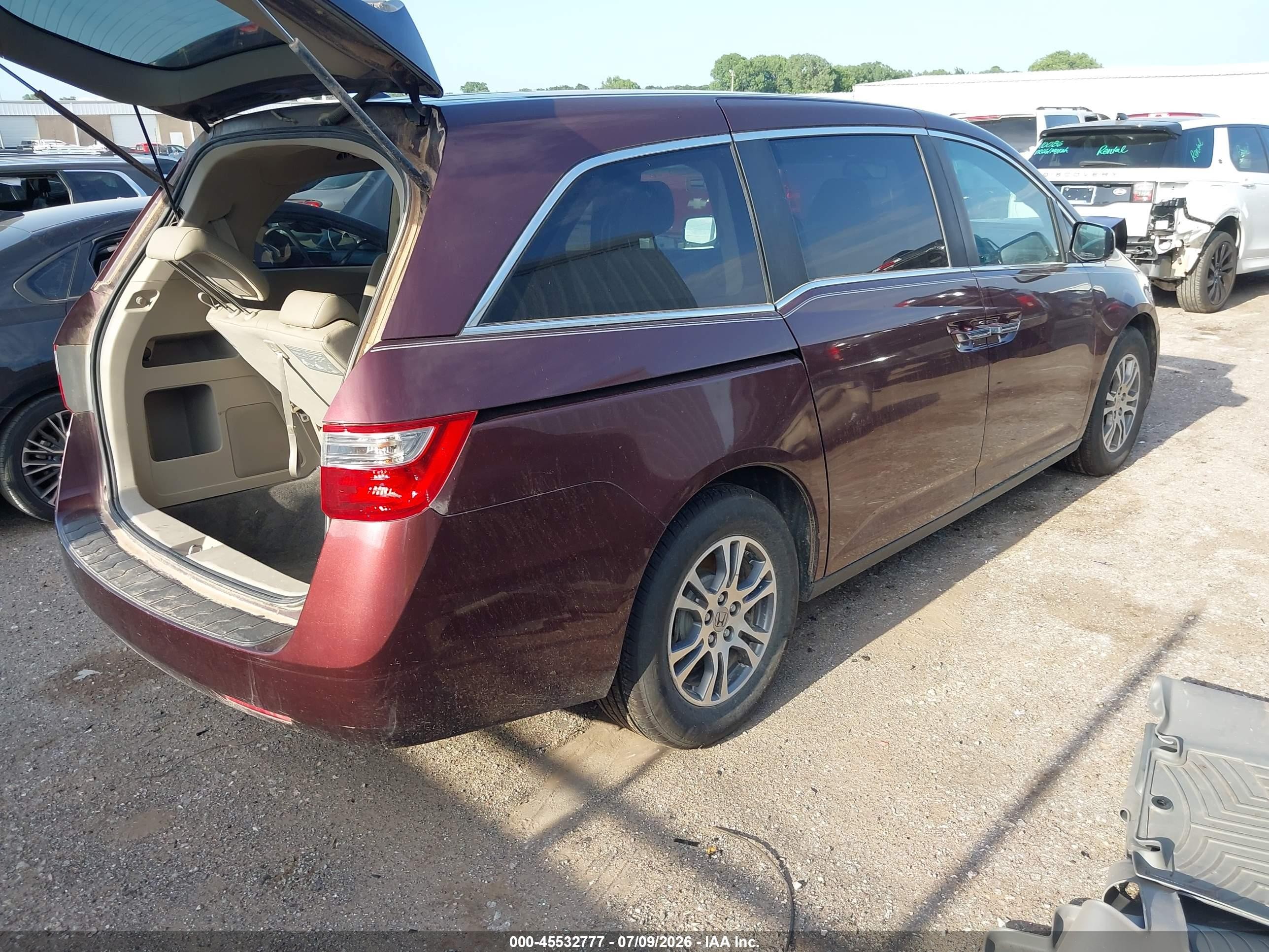 2011 Honda Odyssey Ex-l Burgundy vin: 5FNRL5H63BB074702