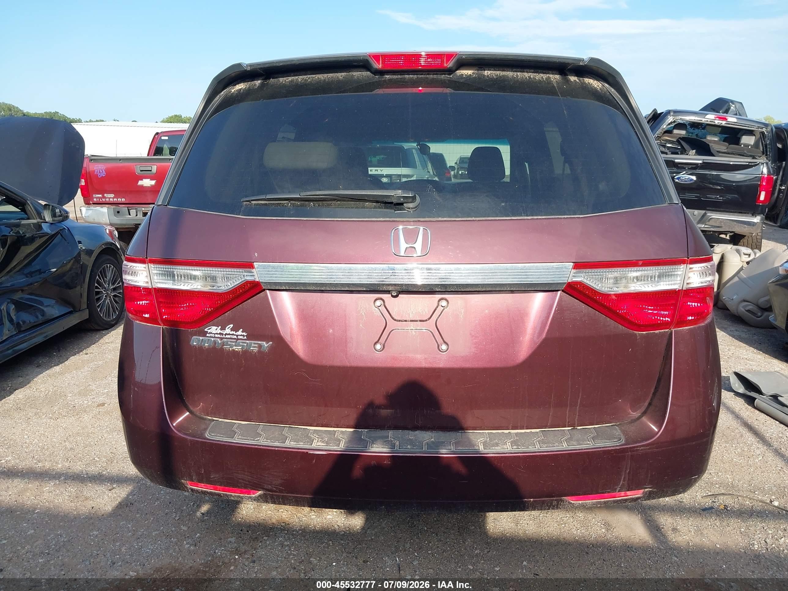 2011 Honda Odyssey Ex-l Burgundy vin: 5FNRL5H63BB074702