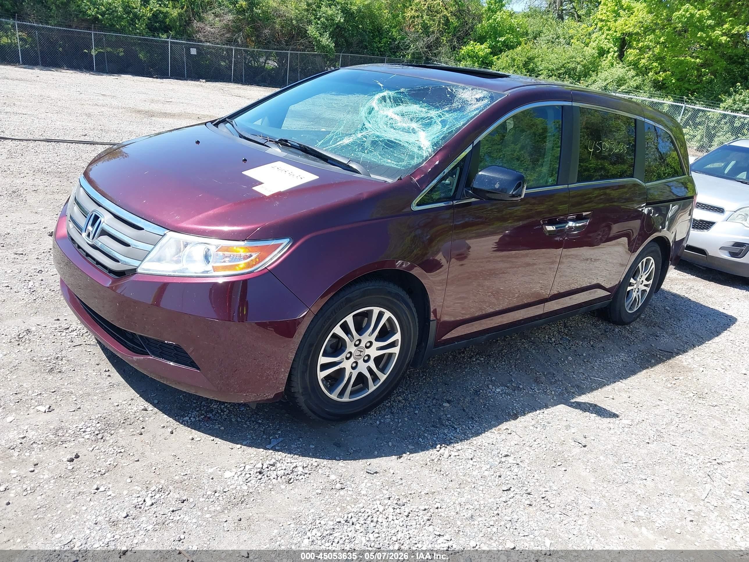2012 Honda Odyssey Ex-l Maroon vin: 5FNRL5H63CB078900